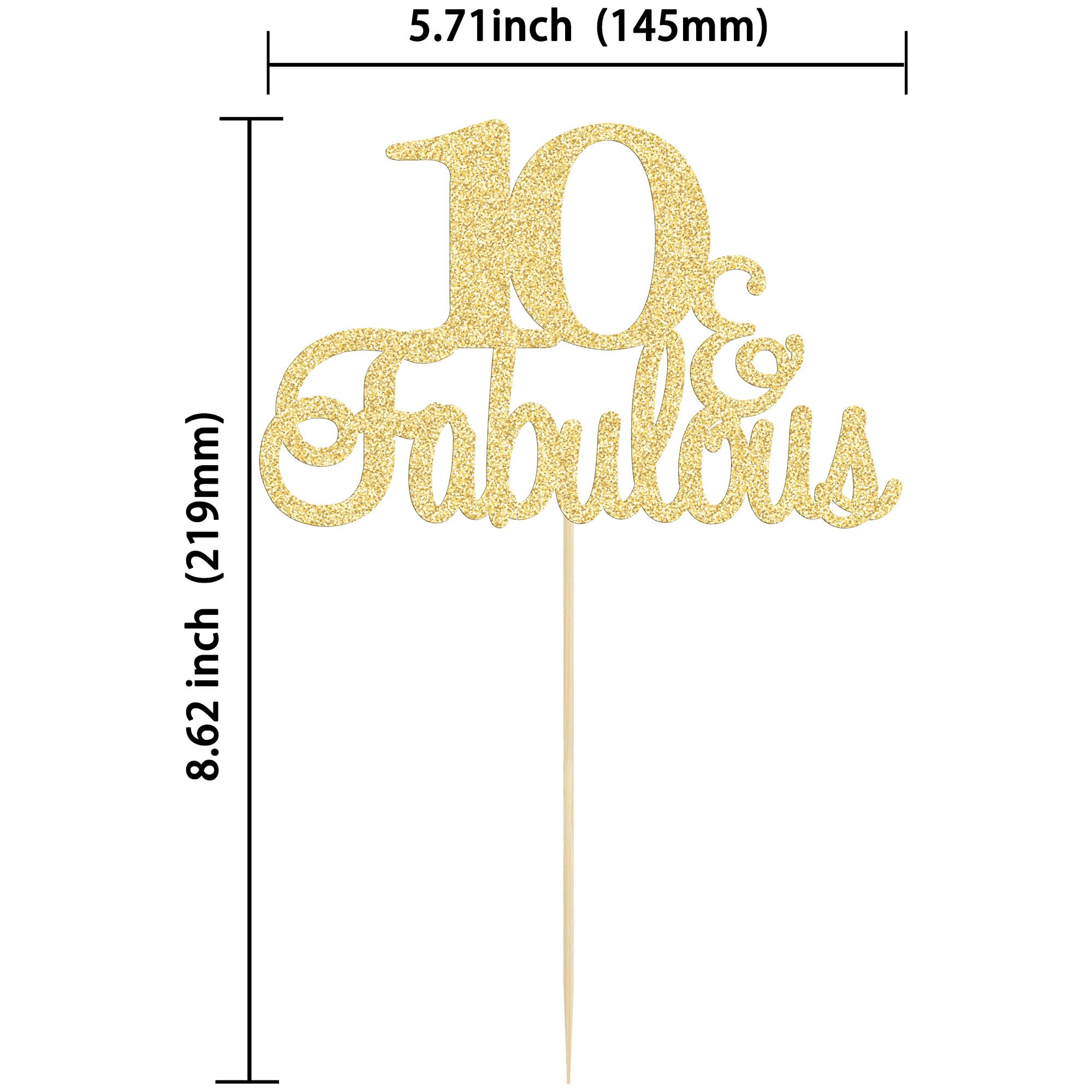 10 & Fabulous Gold Cake Topper - Happy 10th Birthday Party Decorations for Anniversary Cakes, Cheers to 10 Celebration Supplies | Perfect for Birthday Parties, Milestone Celebrations & Anniversary Cakes