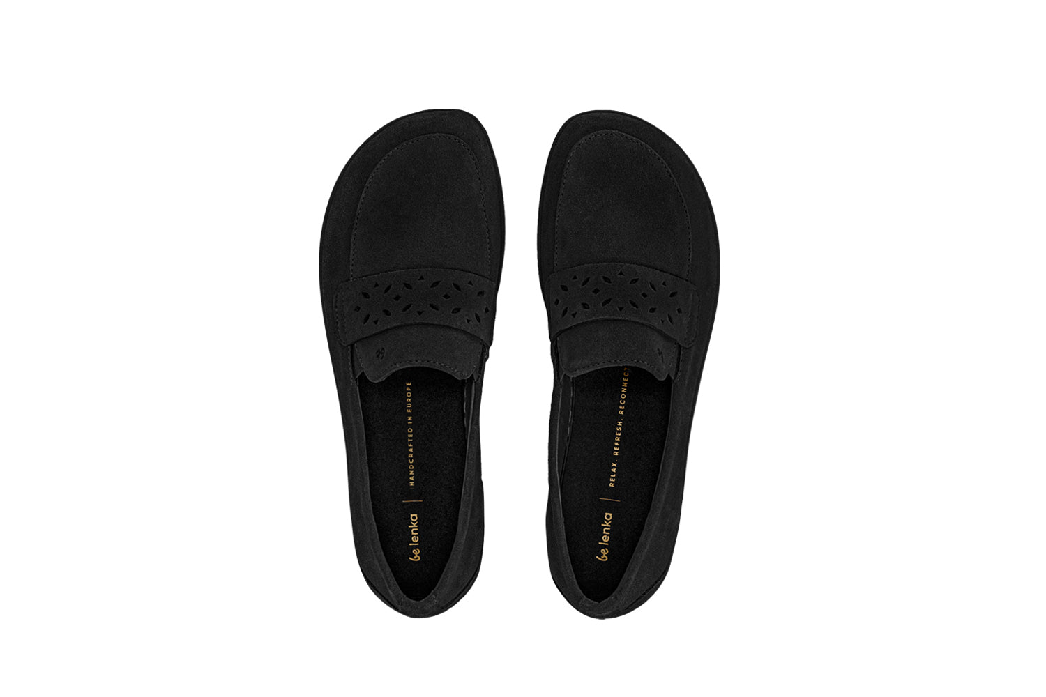 Barefoot Moccasins for Women - Be Lenka Bianca All Black Leather Minimalist Shoes | Comfortable House Slippers & Indoor/Outdoor Walking Shoes