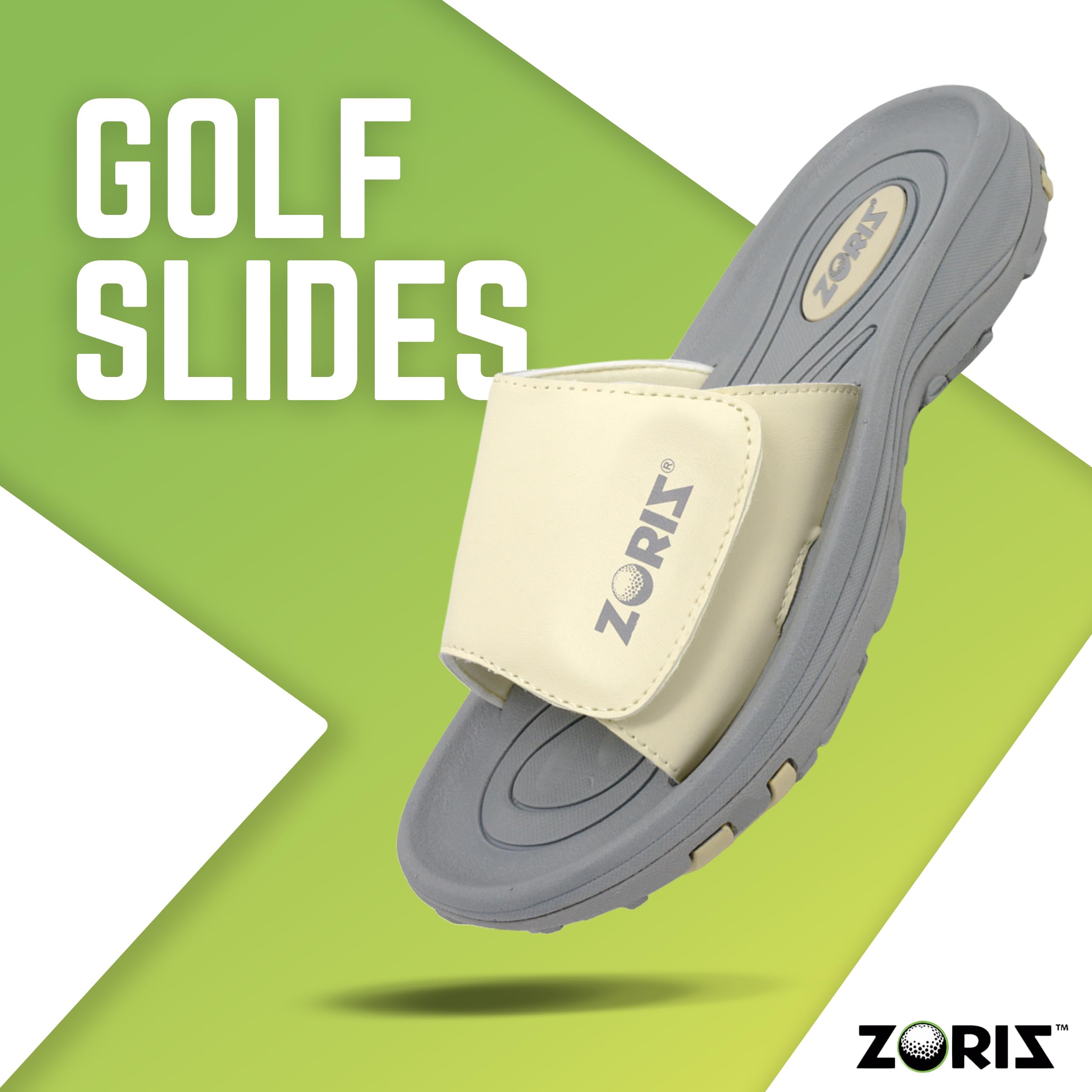 **ZORIZ Golf Slides for Men & Women - Spiked Slip-On Sports Sandals with Removable Cleats, Deep Heel Cup & High Sidewalls for Secure Comfort - Perfect for Golf, Driving Range & Casual Wear**