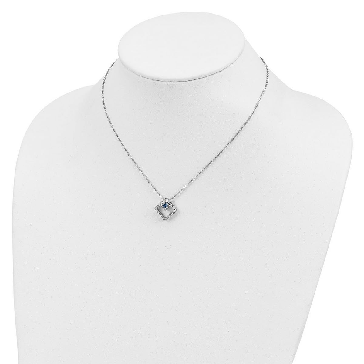 925 Sterling Silver Rhodium Plated 5mm CZ Cubic Zirconia Simulated Diamond & Spinel Pendant Necklace for Women - 16 Inch with 1 Inch Extender | Elegant Jewelry for Parties, Weddings & Everyday Wear