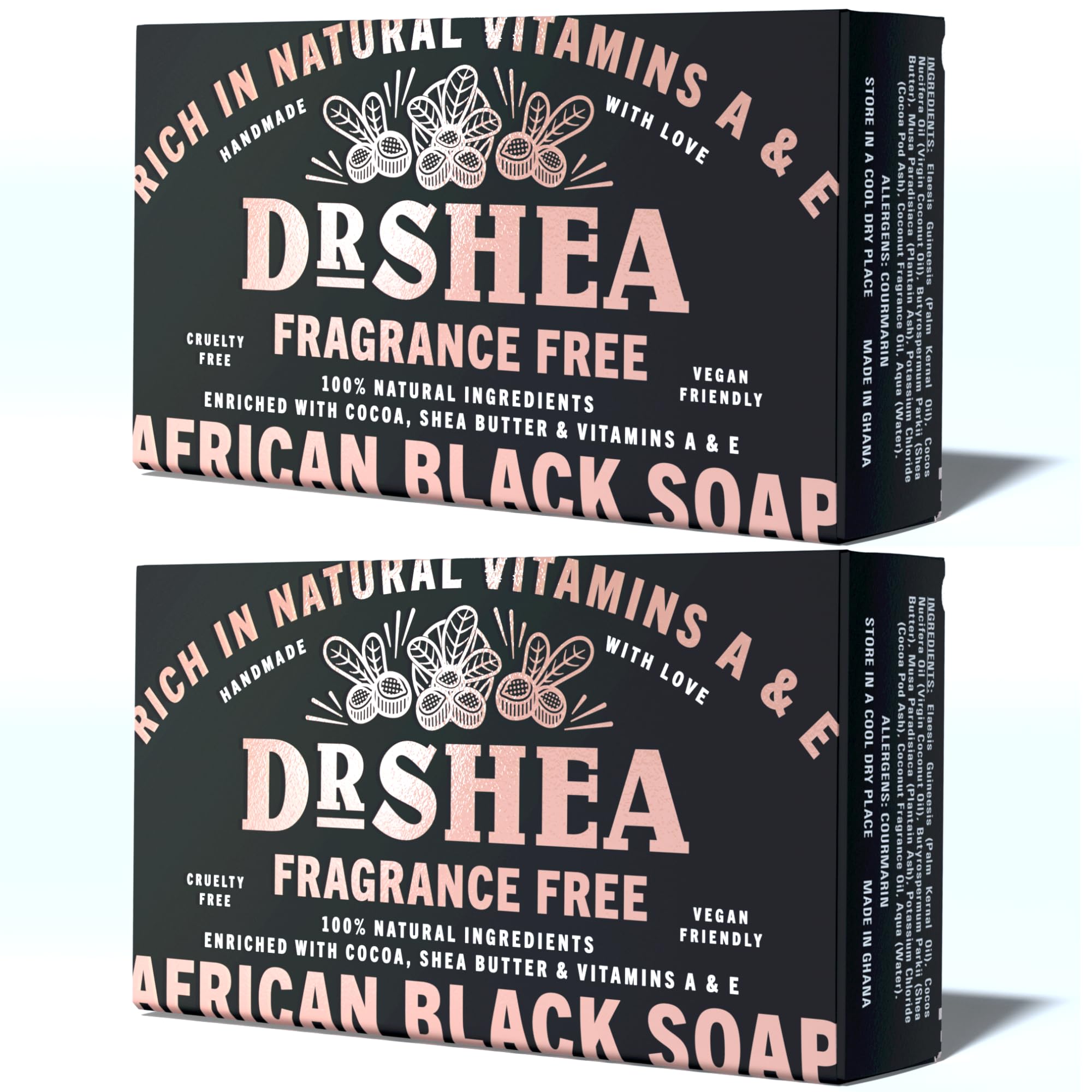 Organic African Black Soap 100g X2 Pack - Natural Body Wash & Hand Soap for Eczema, Dry Skin & Psoriasis | Scar Removal & Facial Cleanser | Raw Authentic Ghanaian Soap | Perfect for Sensitive Skin Care & Daily Moisturizing Routine