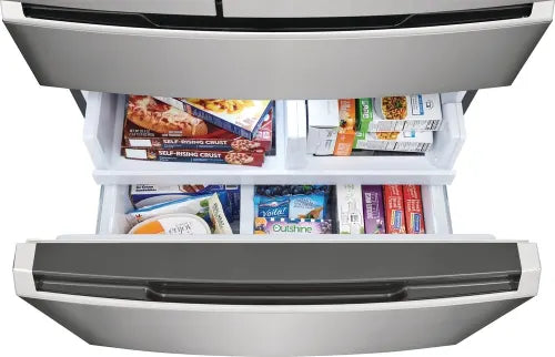 Frigidaire Gallery GRMC2273CF 21.5 Cu. Ft. Counter Depth 4-Door French Door Refrigerator in Stainless Steel - Perfect for Modern Kitchens & Open Floor Plans