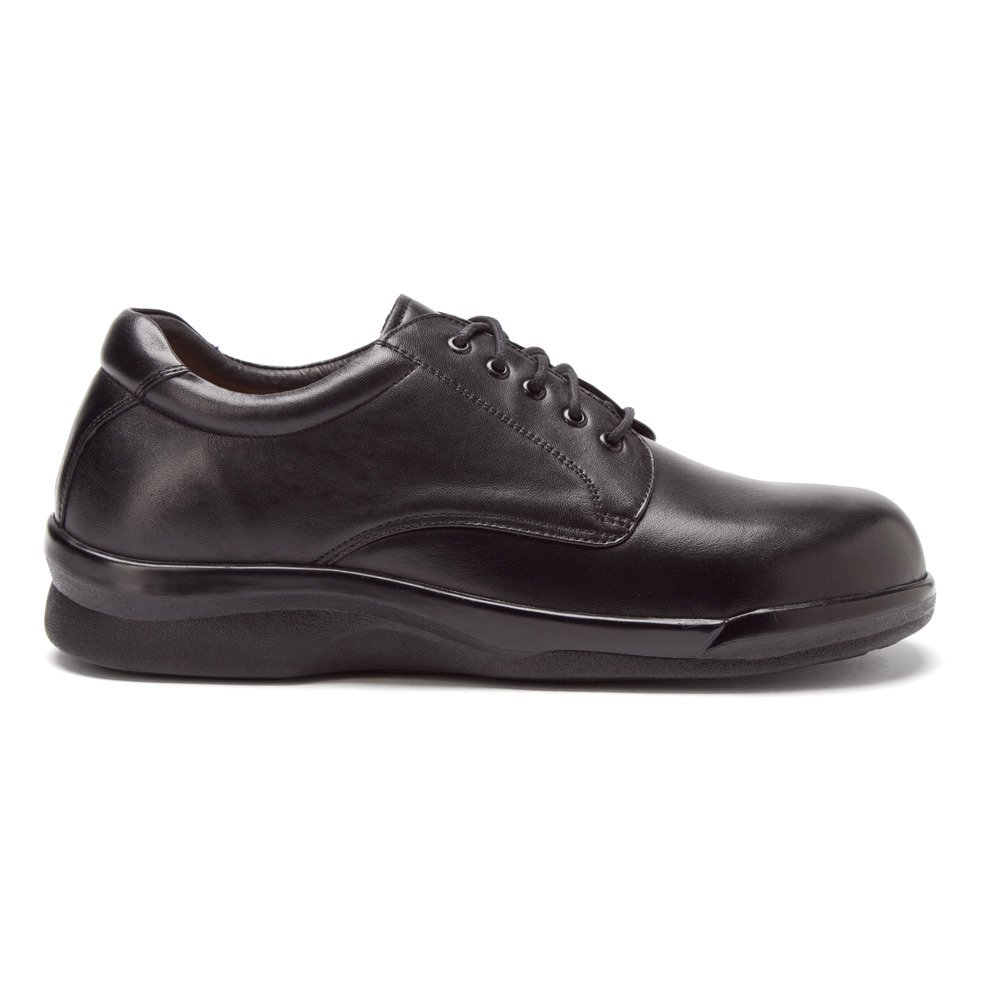 Apex Ambulator Men's Classic Oxford Dress Shoes - Black Leather, Size 11.5 Wide - Comfortable & Stylish for Business, Office & Formal Occasions