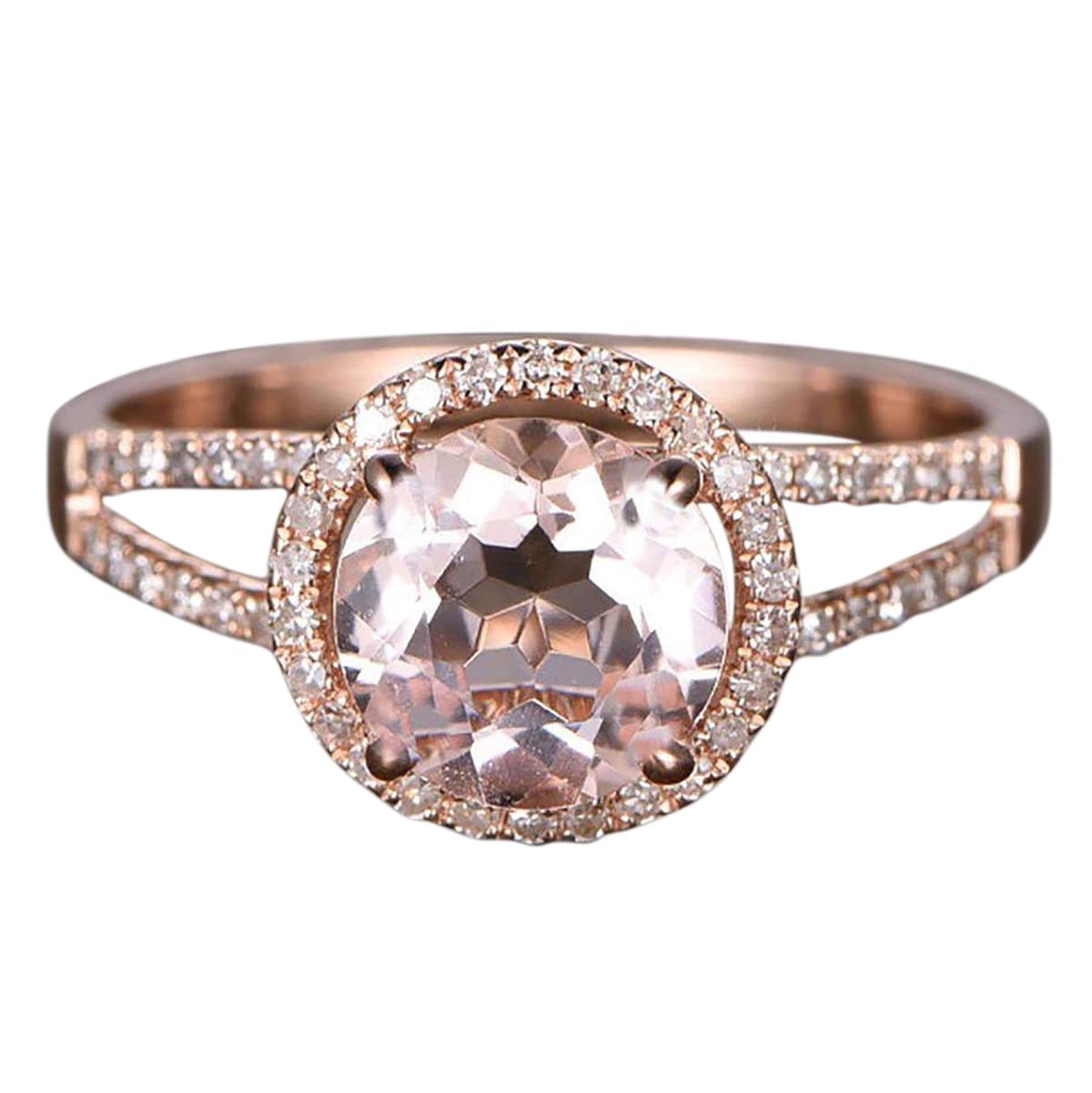 1.50 Carat Morganite & Diamond Halo Engagement Ring in 18K Gold Plating - Vintage Inspired Bridal Jewelry for Proposals, Anniversaries & Special Occasions