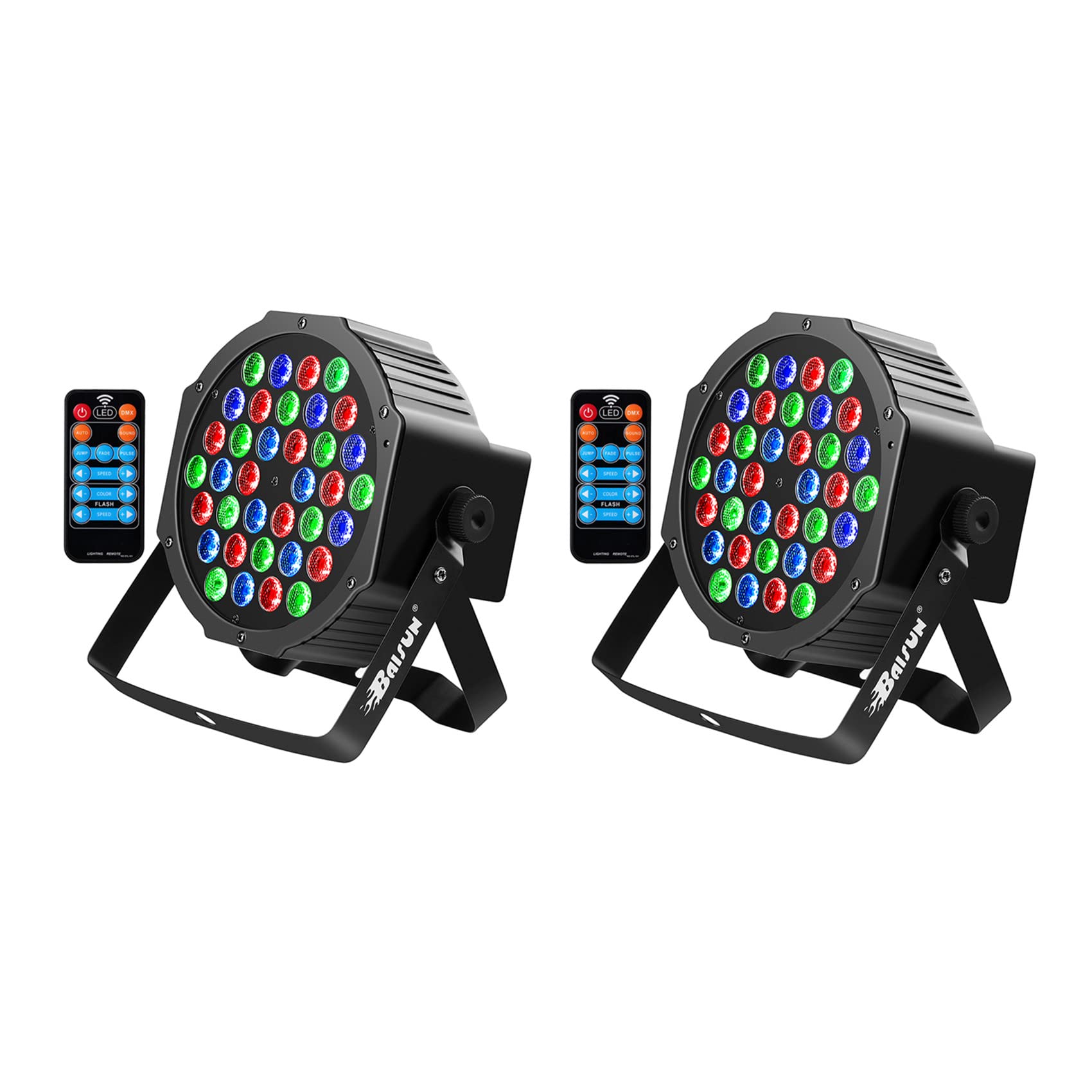 2 Pack RGB LED Stage Lights - 36 LED DJ Par Lights with Remote & DMX Control | Uplighting for Weddings, Christmas, Birthday Parties, Disco & Music Shows | Indoor & Outdoor Stage Lighting Effects