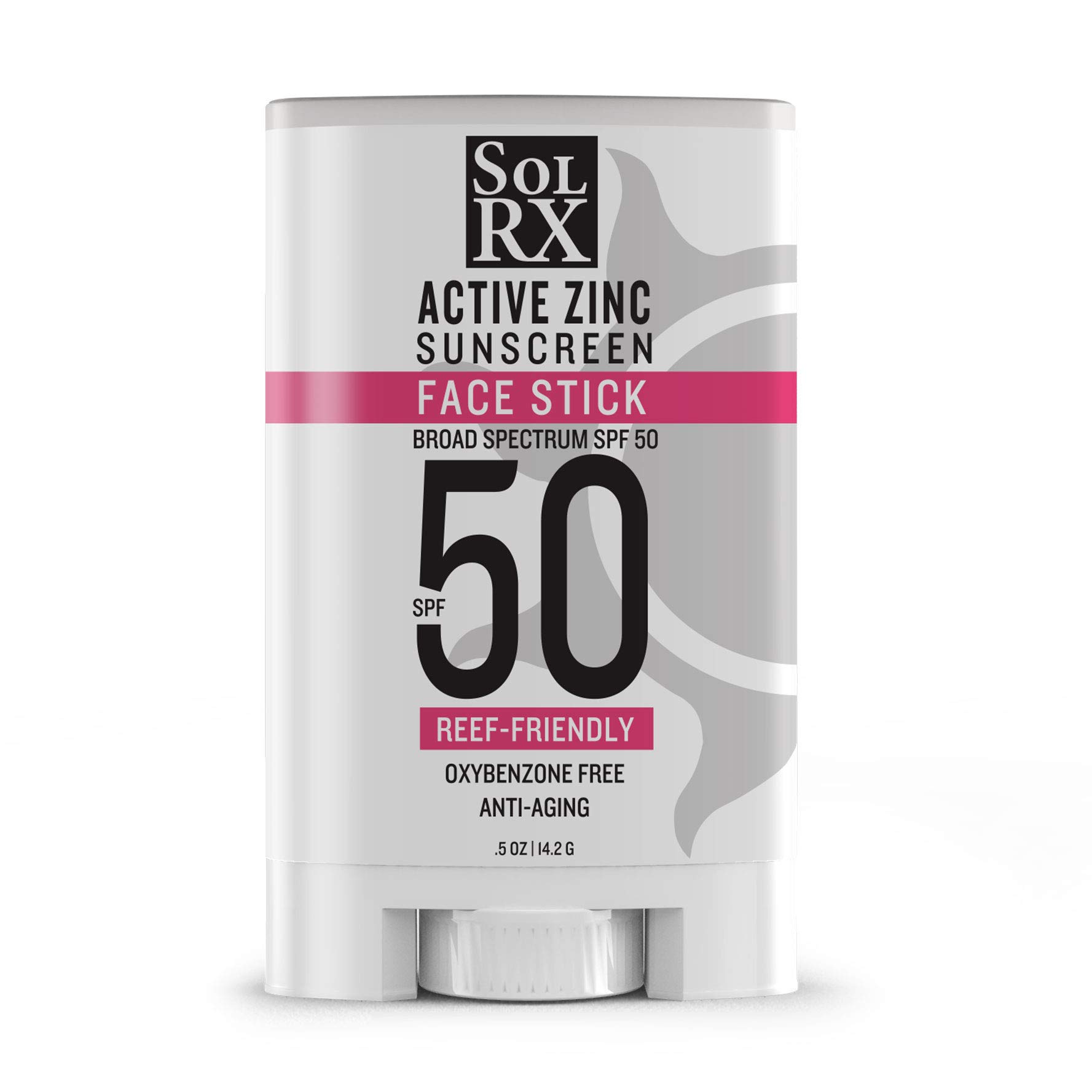 SolRX MINERAL SPF 50 Sunscreen Stick for Face - Zinc Oxide Sun Protection, Clear & Non-Greasy Formula, Water-Resistant, Reef Safe - Perfect for Outdoor Activities, Beach, Hiking & Daily Use