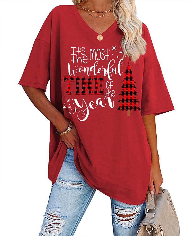 Ebifin Women's Oversized V-Neck T-Shirt - Soft Cotton Half Sleeve Tunic Top for Casual Wear & Lounge | Perfect for Everyday Comfort, Weekend Outings & Relaxing at Home