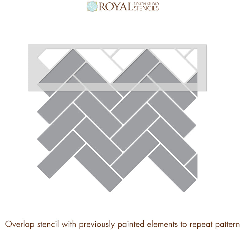 Premium Subway Tiles Herringbone Pattern Wall Stencil - DIY Home Decor for Kitchen Backsplash, Bathroom & Accent Walls