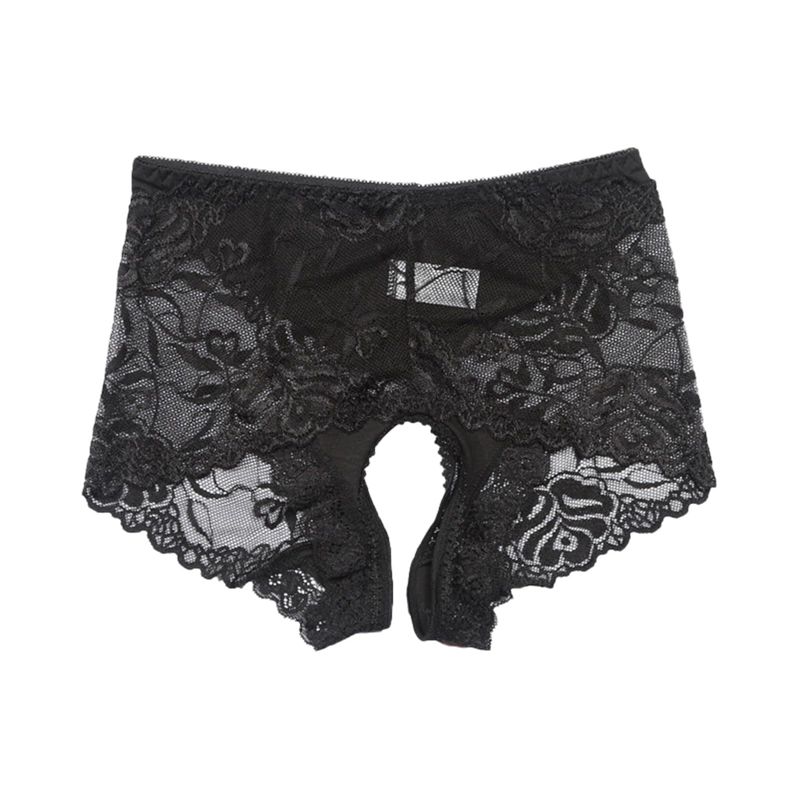 Sexy Women's Cut Out Mesh Underwear - High Waisted Cheeky Bikini Panties with Crotchless Design, XX-Large Black Lingerie for Sensual Nights & Boudoir Photography