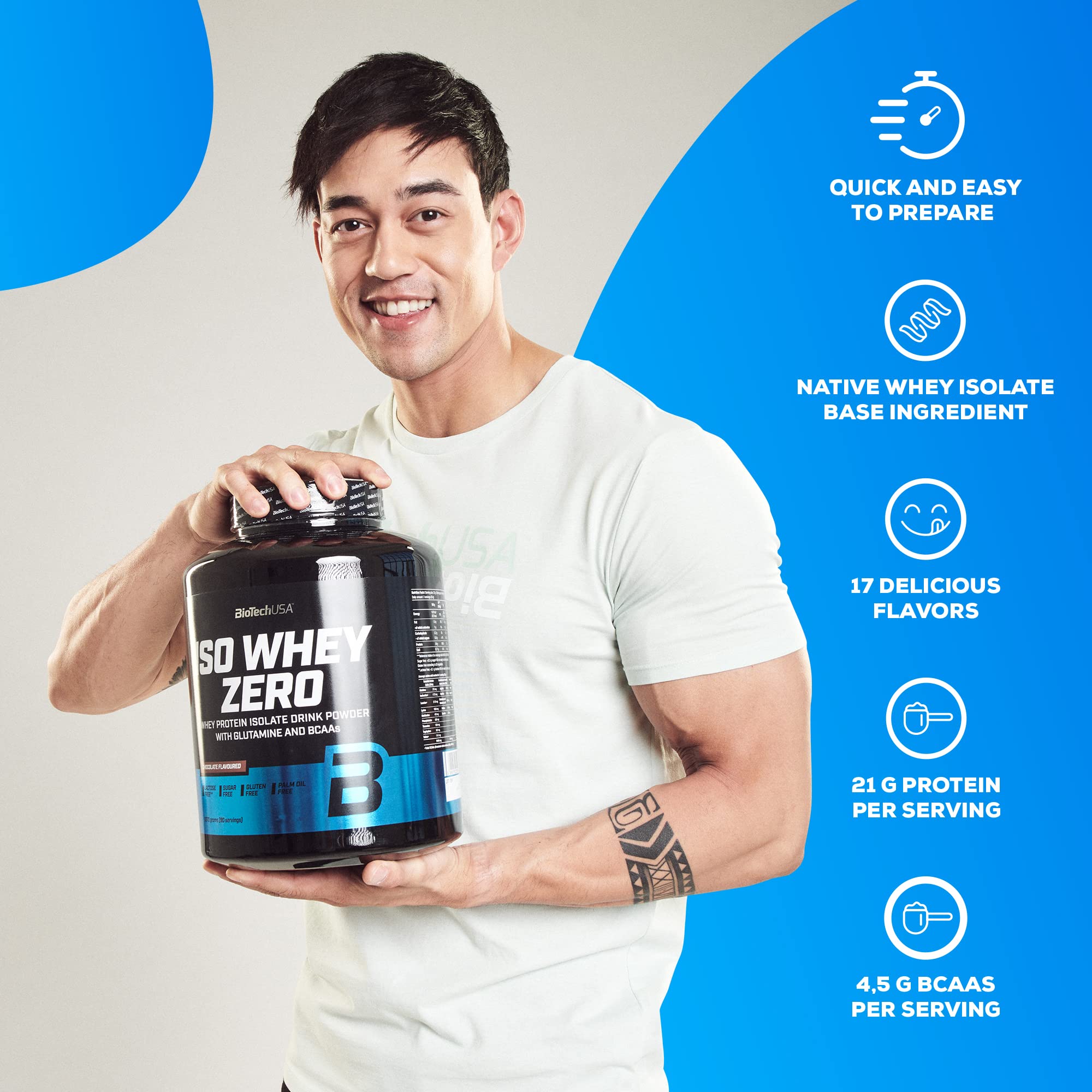 BioTechUSA Iso Whey Zero 2.27kg (5lbs) Premium Protein Powder - Low Carb, Lactose Free Whey Isolate for Muscle Recovery & Growth - Perfect for Post-Workout, Weight Loss & Fitness Enthusiasts