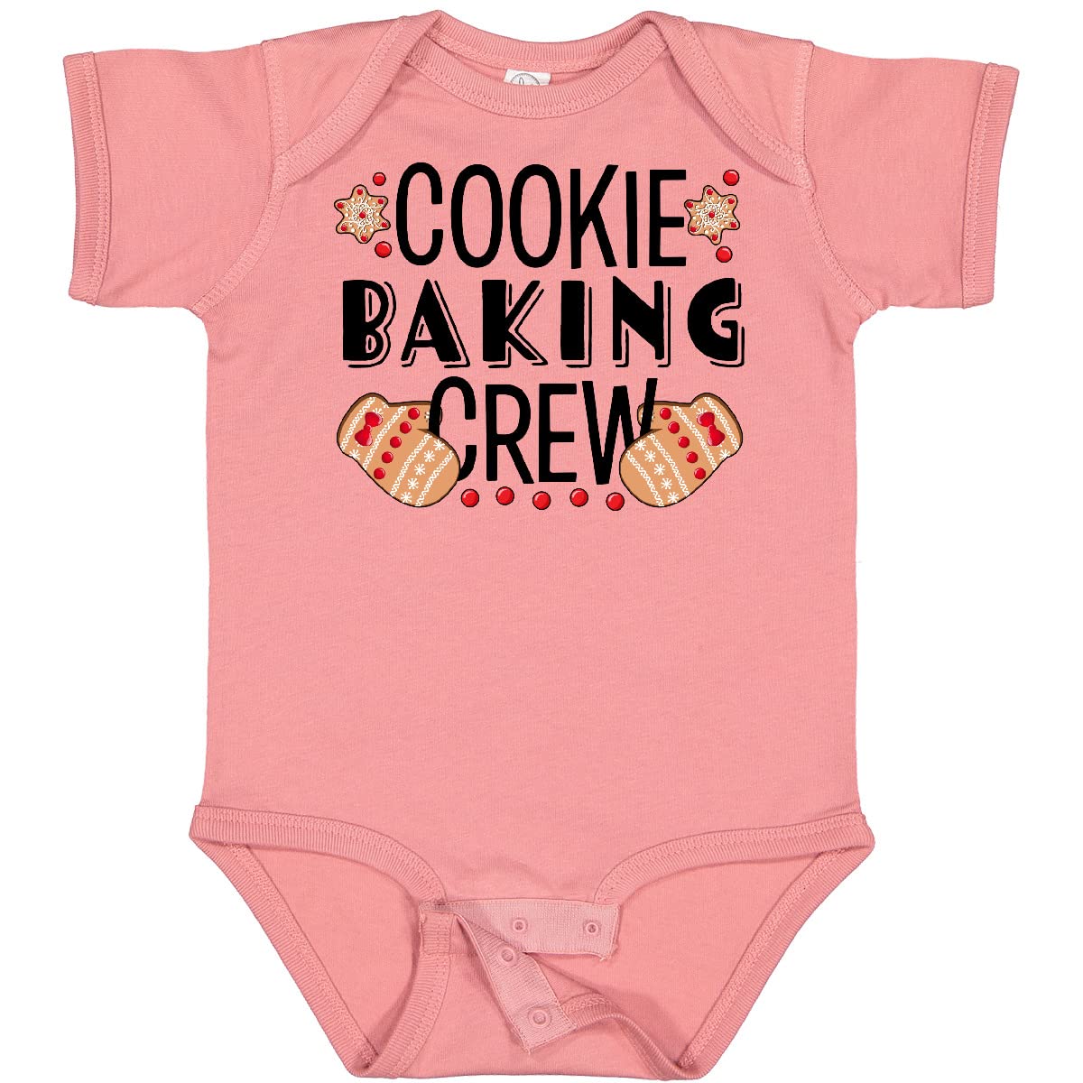 Inktastic Christmas Cookie Baking Crew Baby Bodysuit with Oven Mitts - Cute Holiday Outfit for Baking & Family Photos