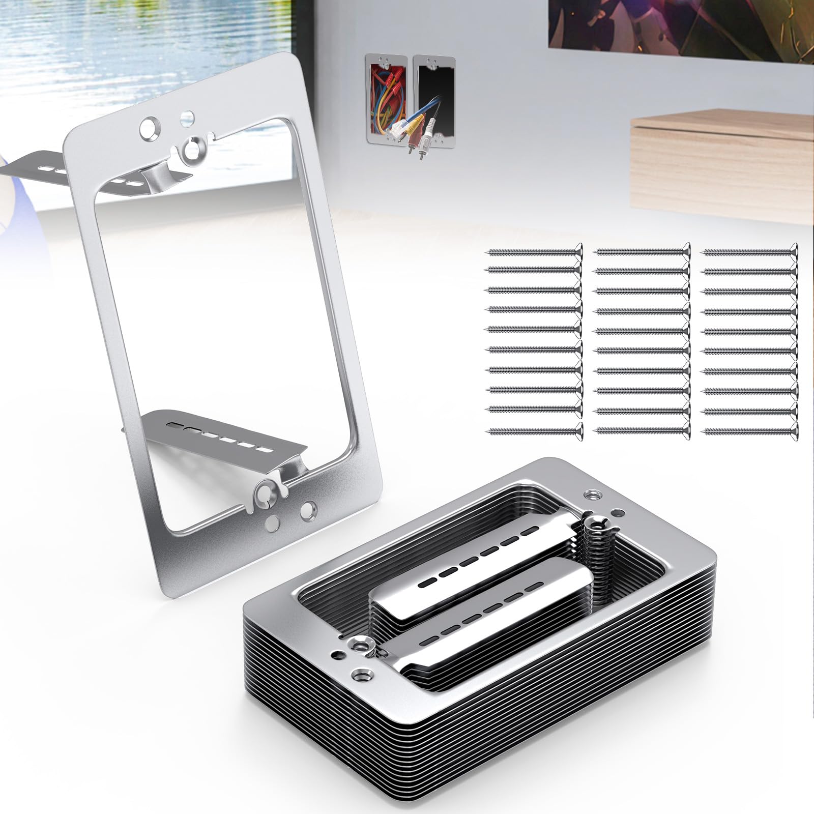 15Pcs Single Gang Low Voltage Mounting Bracket - Heavy Duty Metal Drywall Brackets for Outlet & Cable Pass Through Wall Plates - Ideal for Home Theater, Office & Data Center Wiring Installations