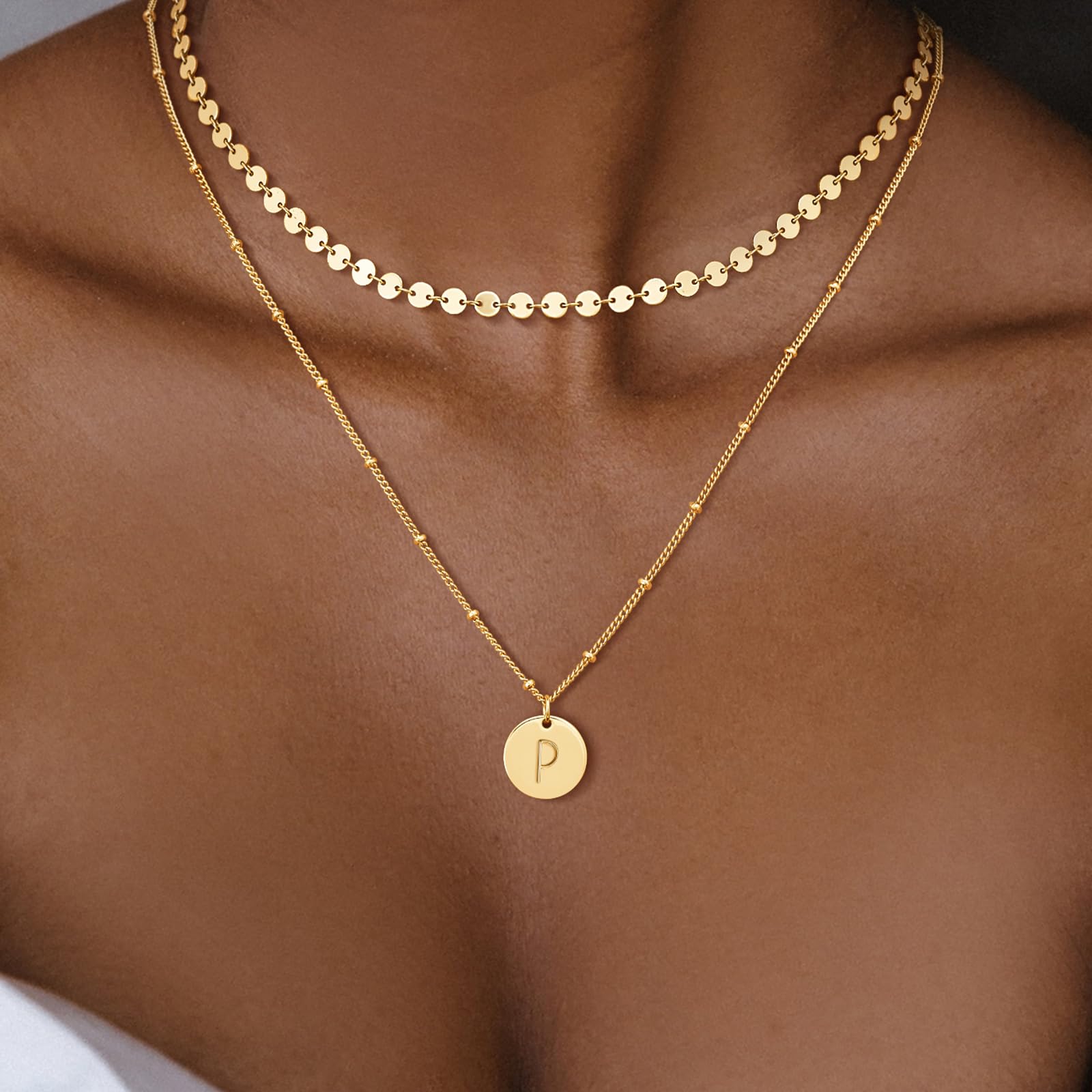 BENEIGE 14K Gold Plated Initial Necklace for Women - Personalized Letter Pendant, Dainty Layered Gold Necklace Jewelry Gift for Her | Perfect for Birthday, Anniversary, Valentine's Day & Everyday Wear