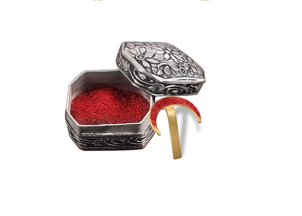 Copper Half Moon Chandra KOR Bindi Tool - Traditional Hindu Forehead Tika Teeka Applicator for Men & Women - Perfect for Festivals, Weddings & Spiritual Ceremonies