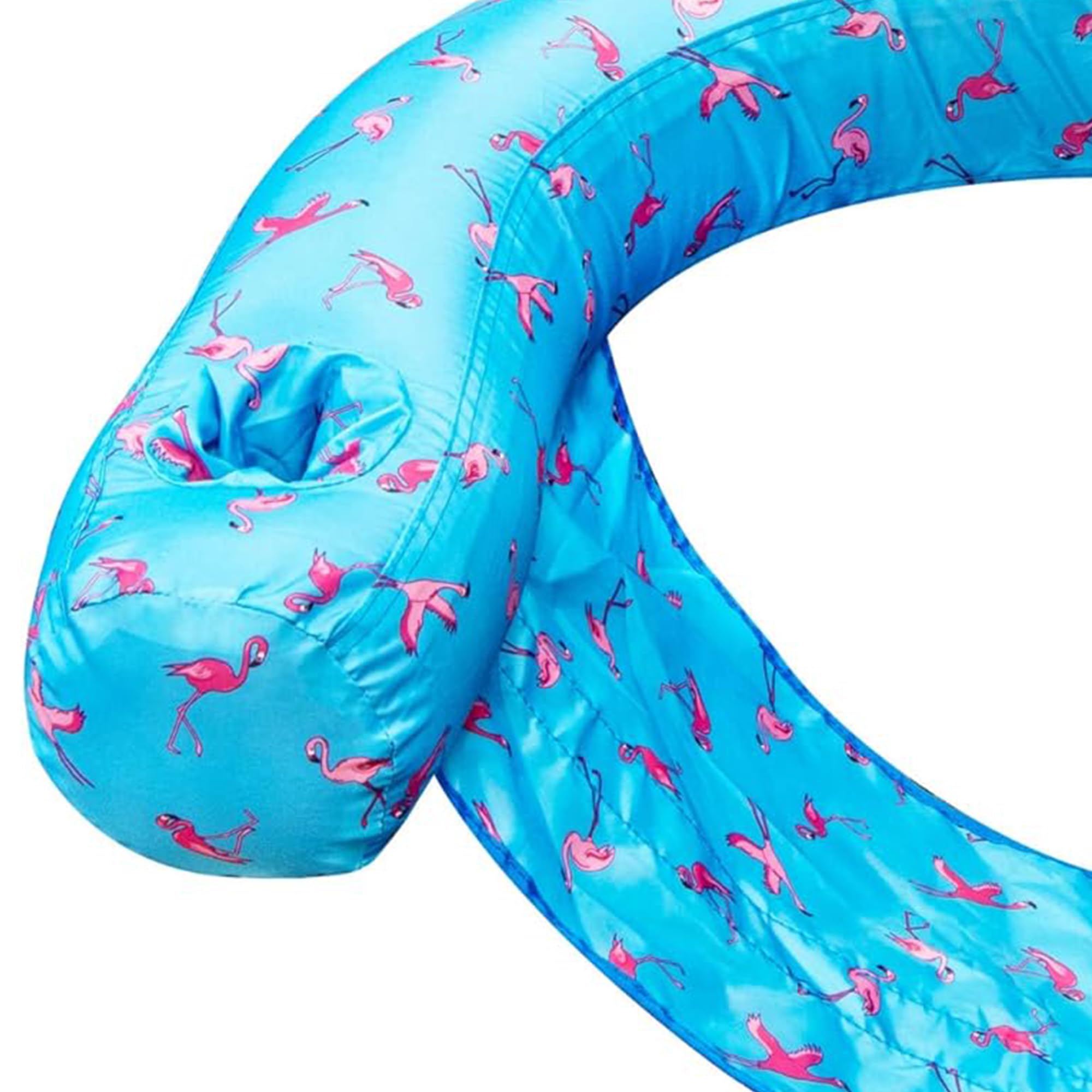 SWIMLINE ORIGINAL Fabric Covered U-Seat Inflatable Pool Lounger Flamingo Pattern | Comfortable Sling Seat with Backrest & Built-In Cup Holder | Perfect for Pool Parties, Beach Vacations, Lake Relaxation, and Summer Fun