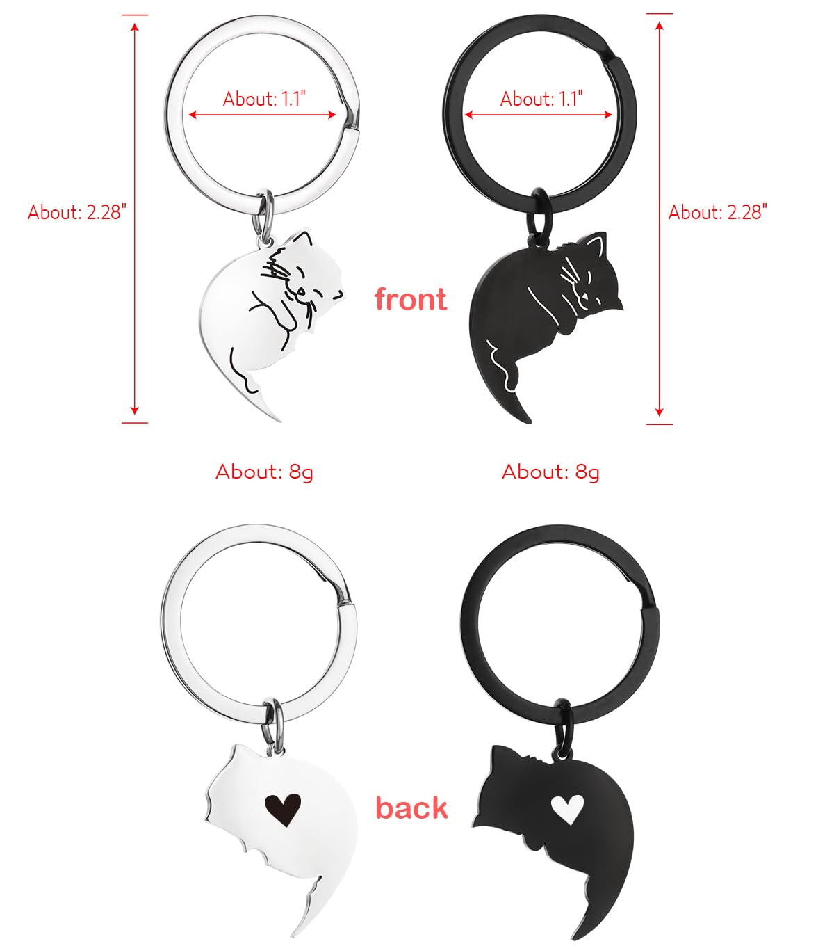 Matching Couple Keychain Set - Cute Cat Keyrings for Boyfriend & Girlfriend, Valentine's Day Gifts for Him & Her - Perfect for Anniversaries, Birthdays & Romantic Occasions