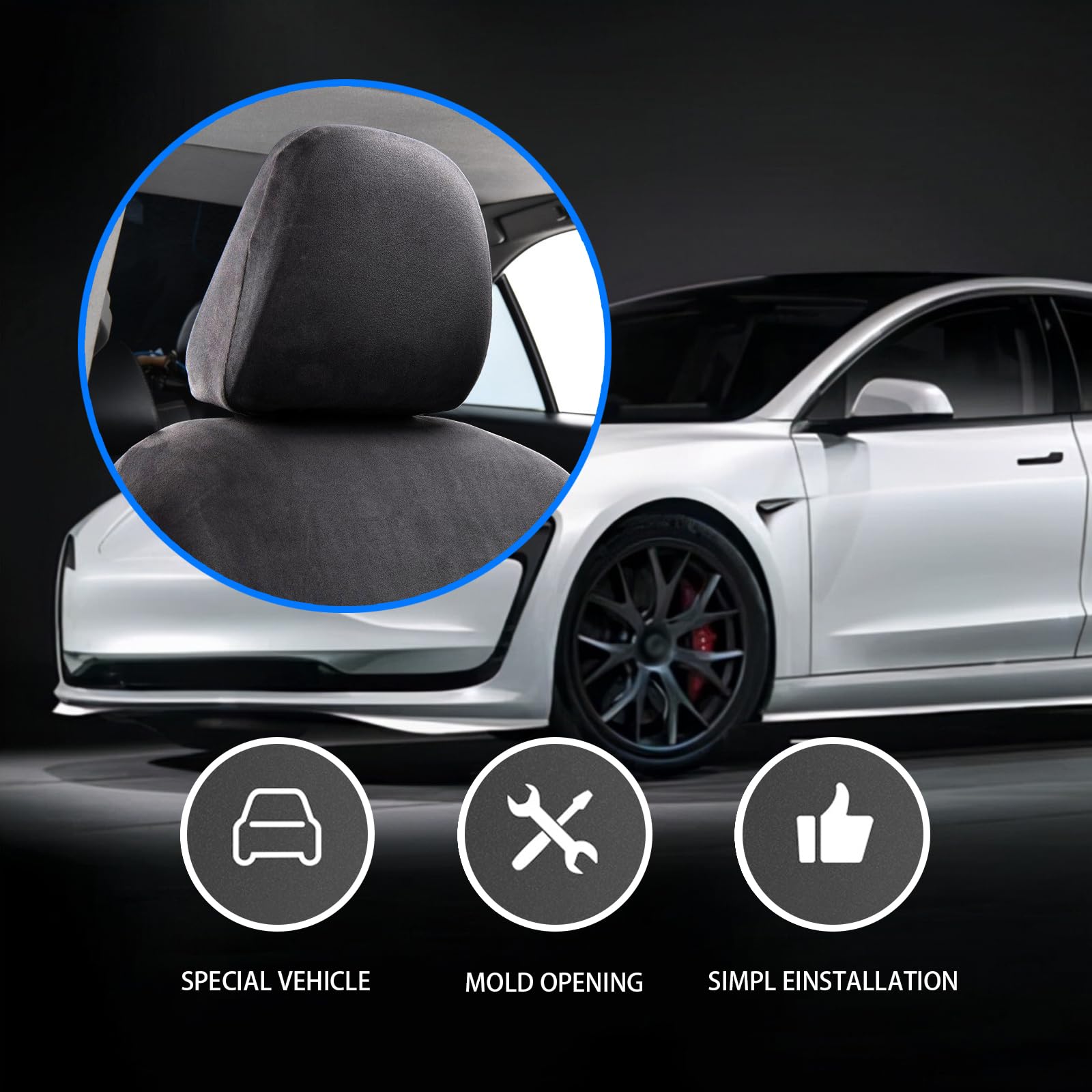 Gunhunt Pack-2 Premium Car Headrest Covers - Soft Dust-Proof Protector, Breathable Universal Replacement for Most Cars, Trucks & SUVs (Black Thick Model) | Perfect for Road Trips, Daily Commute & Interior Protection