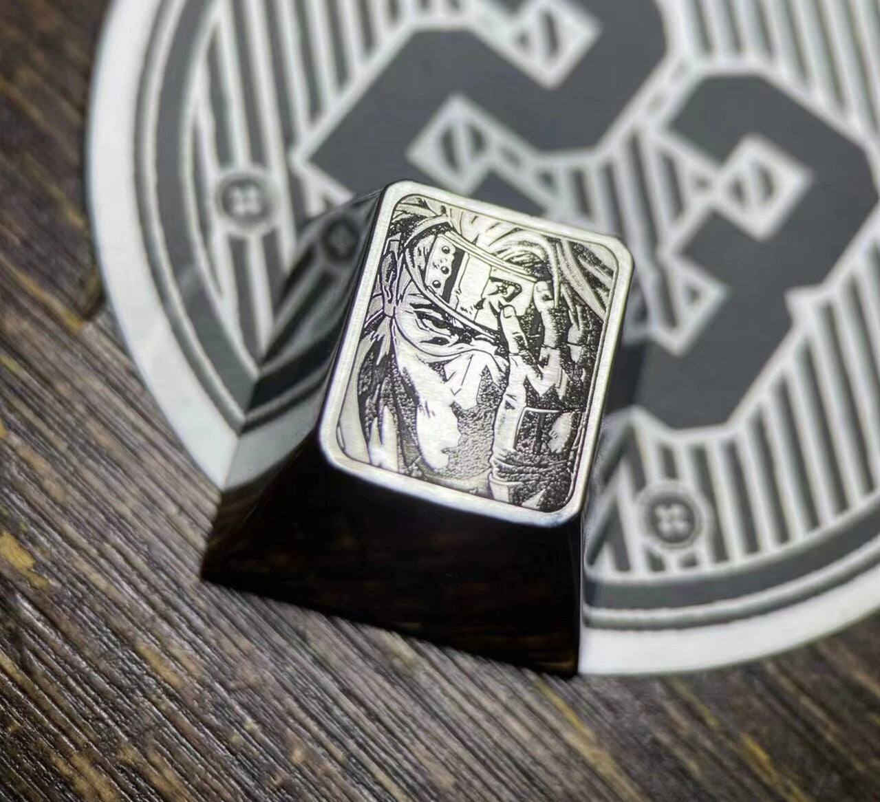 Naruto Hatake Kakashi Titanium Alloy 1U Plain Carving Mechanical Keyboard Keycaps - Perfect for Anime Fans & Custom Gaming Keyboards