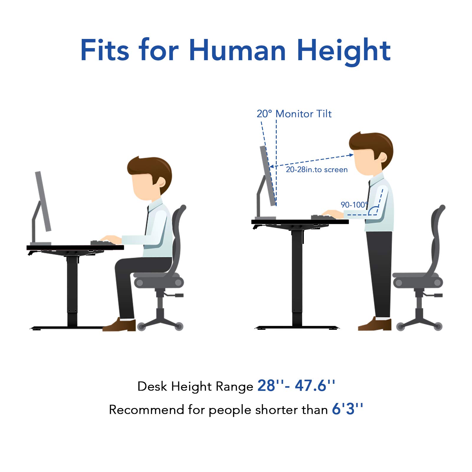 FLEXISPOT Electric Standing Desk - Adjustable Height Sit Stand Desk with Black Frame & Grey Wood Grain Top (48x30 Inches) for Home Office, Gaming & Workspace Ergonomics