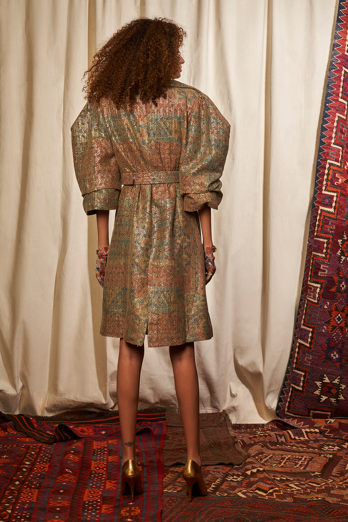 Sparkly Sequined Jacket Dress with Carpet Print - Elegant Party Wear for Women's Night Out & Special Occasions