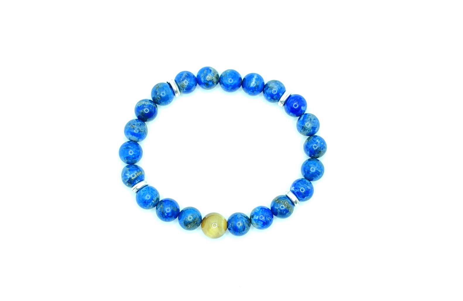 Natural Lapis Lazuli & Golden Tiger Eye Beaded Bracelet for Women - Abundance of Freedom Spiritual Healing Jewelry - Perfect for Meditation, Yoga & Positive Energy