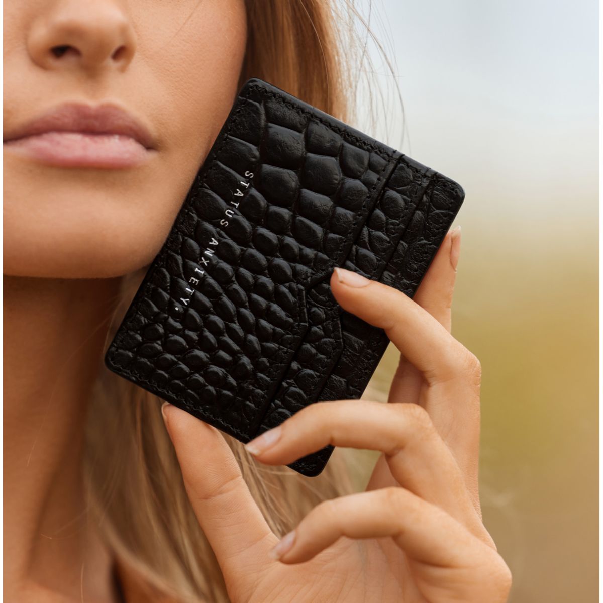 STATUS ANXIETY Together For Now Genuine Leather Card Holder - Slim RFID Blocking Wallet for Men & Women | Perfect for Everyday Use, Travel, and Minimalist Lifestyle