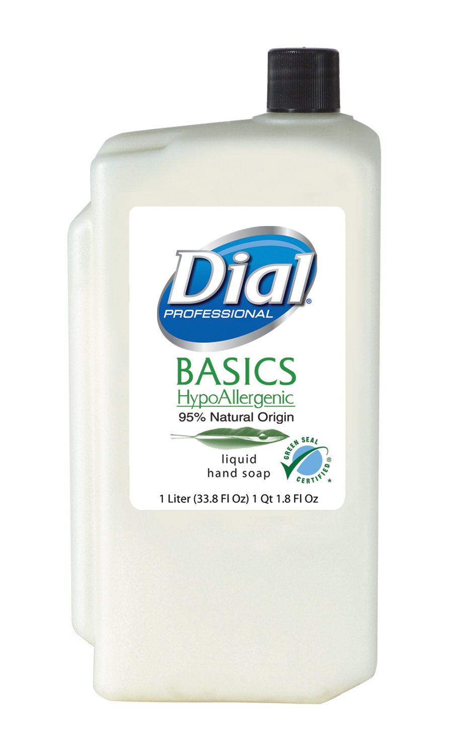 Dial Professional Basics Hypoallergenic Liquid Hand Soap Refill - Green Seal Certified, 1L Dispenser Cartridge (8-Pack) | Gentle for Sensitive Skin, Ideal for Offices, Hospitals & Public Restrooms