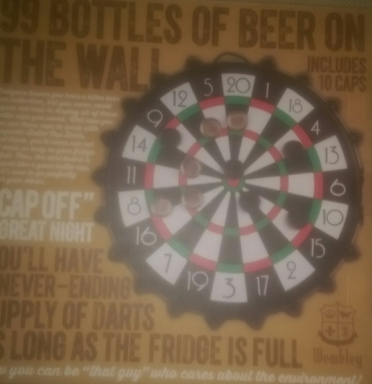 Magnetic Bottle Cap Dartboard Game Set - Fun Bar & Party Drinking Game for Adults - Perfect for Indoor & Outdoor Gatherings, BBQs, and Tailgating