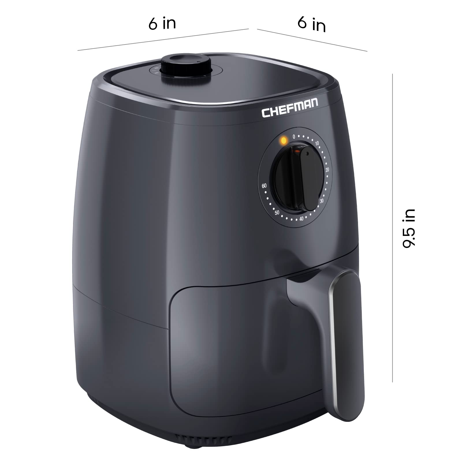 Chefman TurboFry 2-Quart Air Fryer - Oil-Free Healthy Cooking, Dishwasher Safe Basket & Tray, 60-Minute Timer, Adjustable Temp Control with Indicator Lights - Perfect for Crispy Fries, Chicken Wings & Family Meals