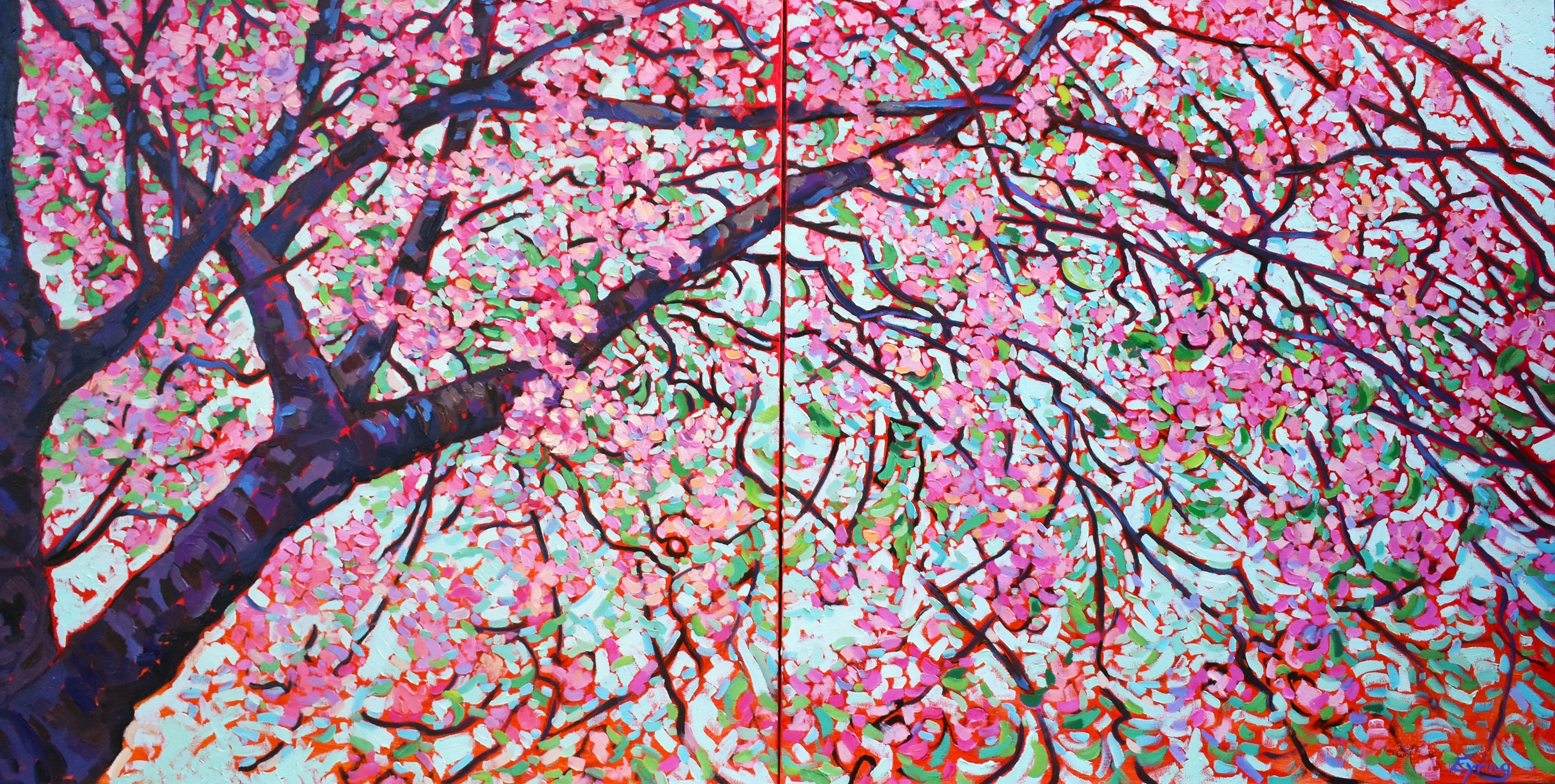 Laura Eyring Cherry Pie Diptych - Vintage Inspired Wall Art for Home Decor, Perfect for Living Room, Bedroom & Office