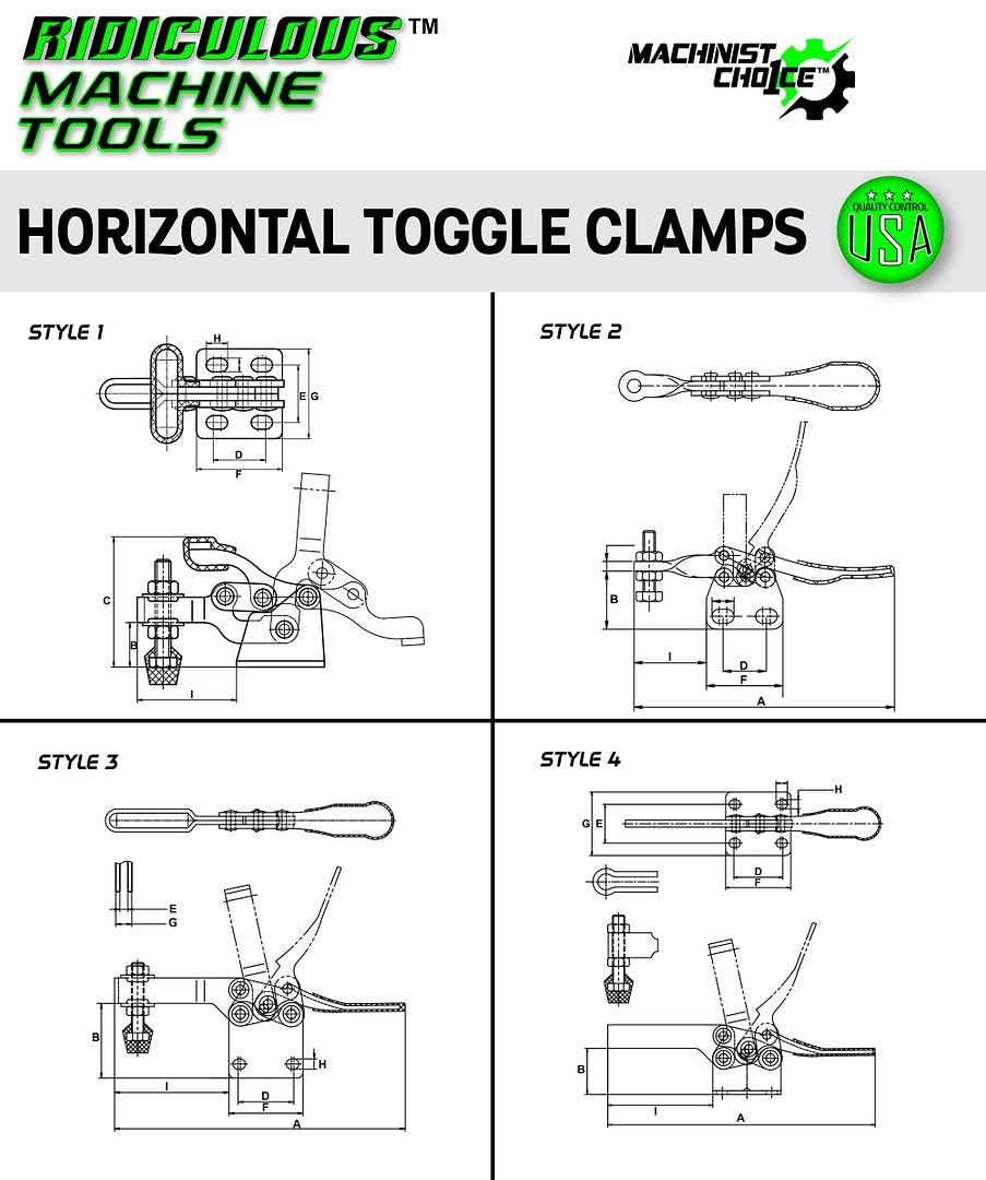150LB FLNG Base U-Bar Low Profile Horizontal Toggle Clamp - Heavy Duty Workholding Solution for Woodworking, Metalworking & CNC Machining (Model 213-U)