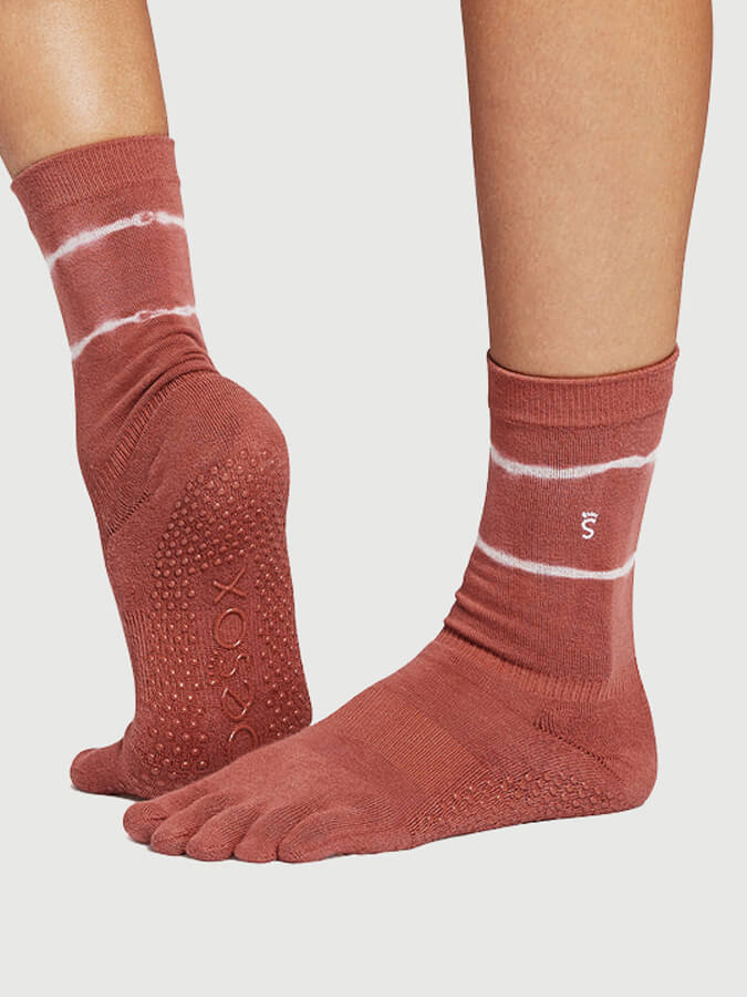ToeSox Crew Full Toe Women's Non-Slip Yoga Socks with Grip for Pilates, Barre & Workout - Perfect for Yoga Studios, Gym & Home Exercise