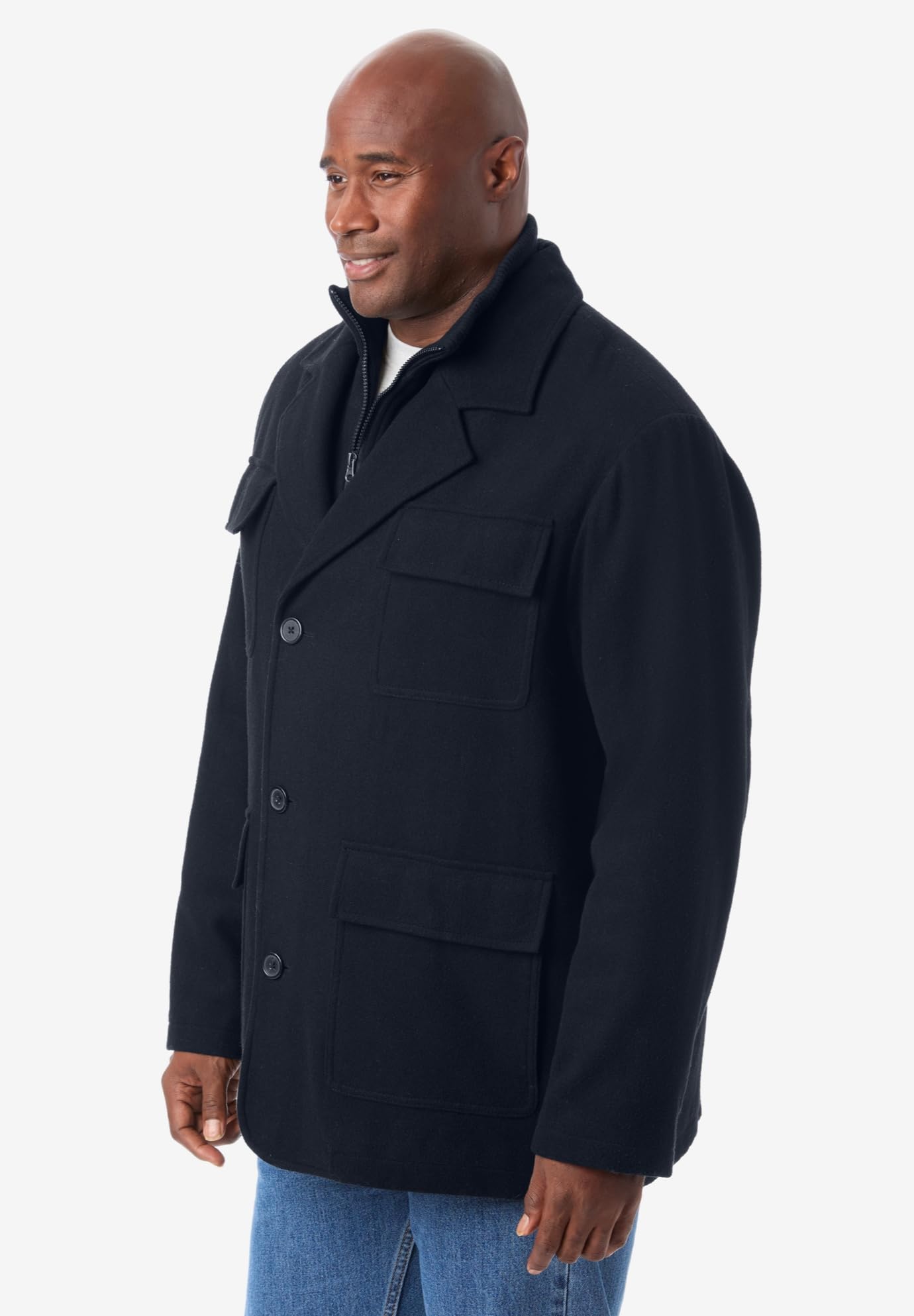 KingSize Men's Big & Tall Multi-Pocket Wool Inset Jacket - Warm Winter Coat for Outdoor Activities, Work & Casual Wear