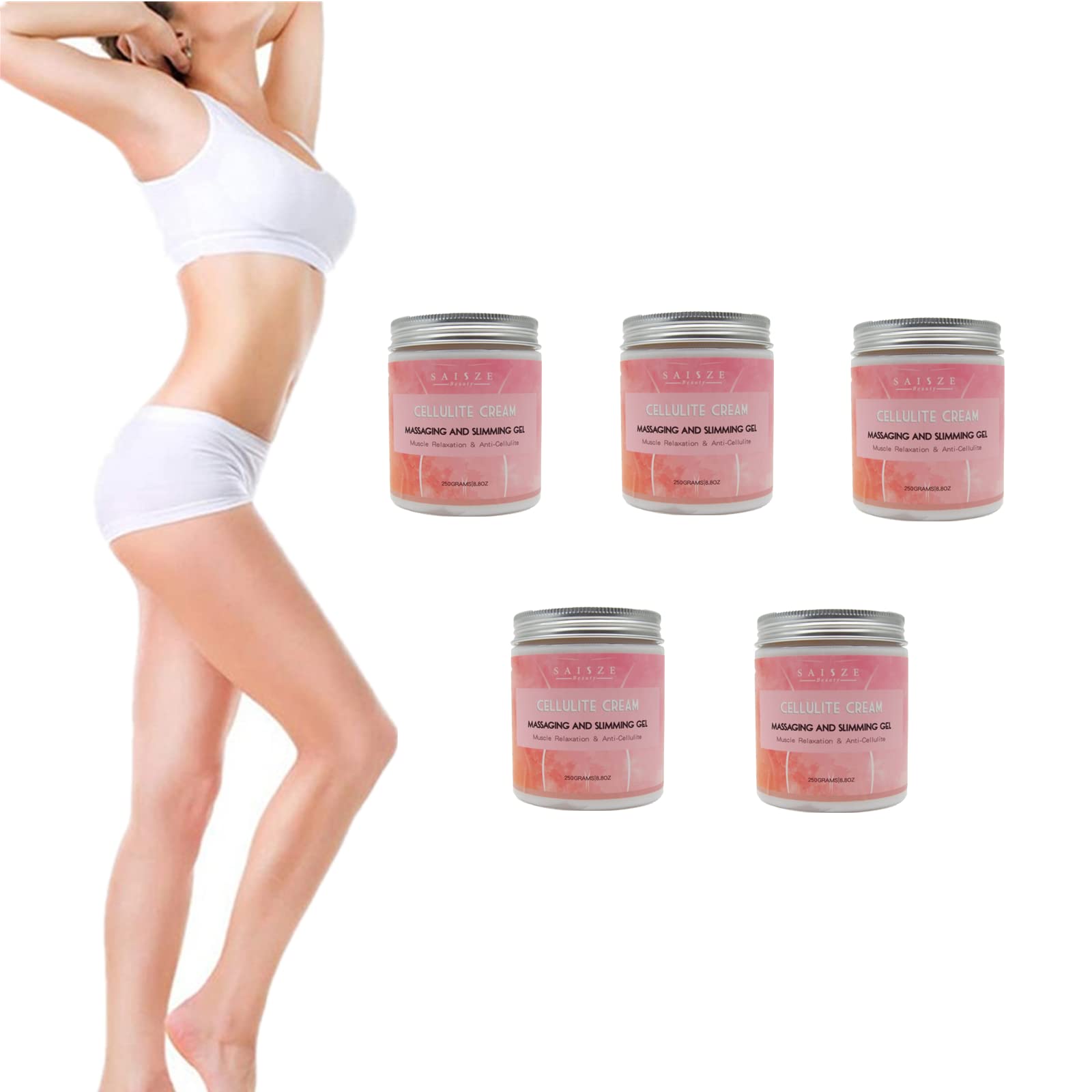 Organic Anti Cellulite & Fat Burning Cream - Natural Body Slimming Treatment for Cellulite Reduction (5 Pack) | Perfect for Post-Workout Recovery & At-Home Spa Treatments