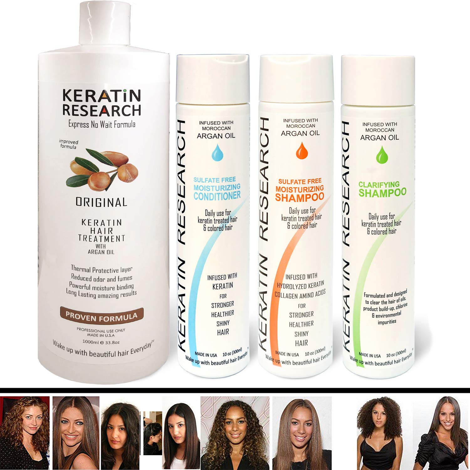 Brazilian Keratin Hair Treatment Kit - 4 Bottles 1000ml with Sulfate-Free Queratina for Deep Conditioning & Hair Repair | Professional Salon Treatment for Frizzy, Damaged Hair at Home | Perfect for Straightening, Smoothing & Restoring Shine
