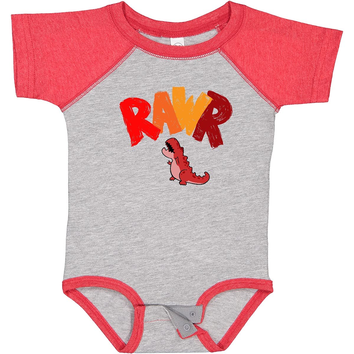 Inktastic Lil' Red Tyrannosaurus Rawr Baby Bodysuit - Cute Dinosaur Onesie for Boys & Girls - Perfect for Birthdays, Holidays & Playtime