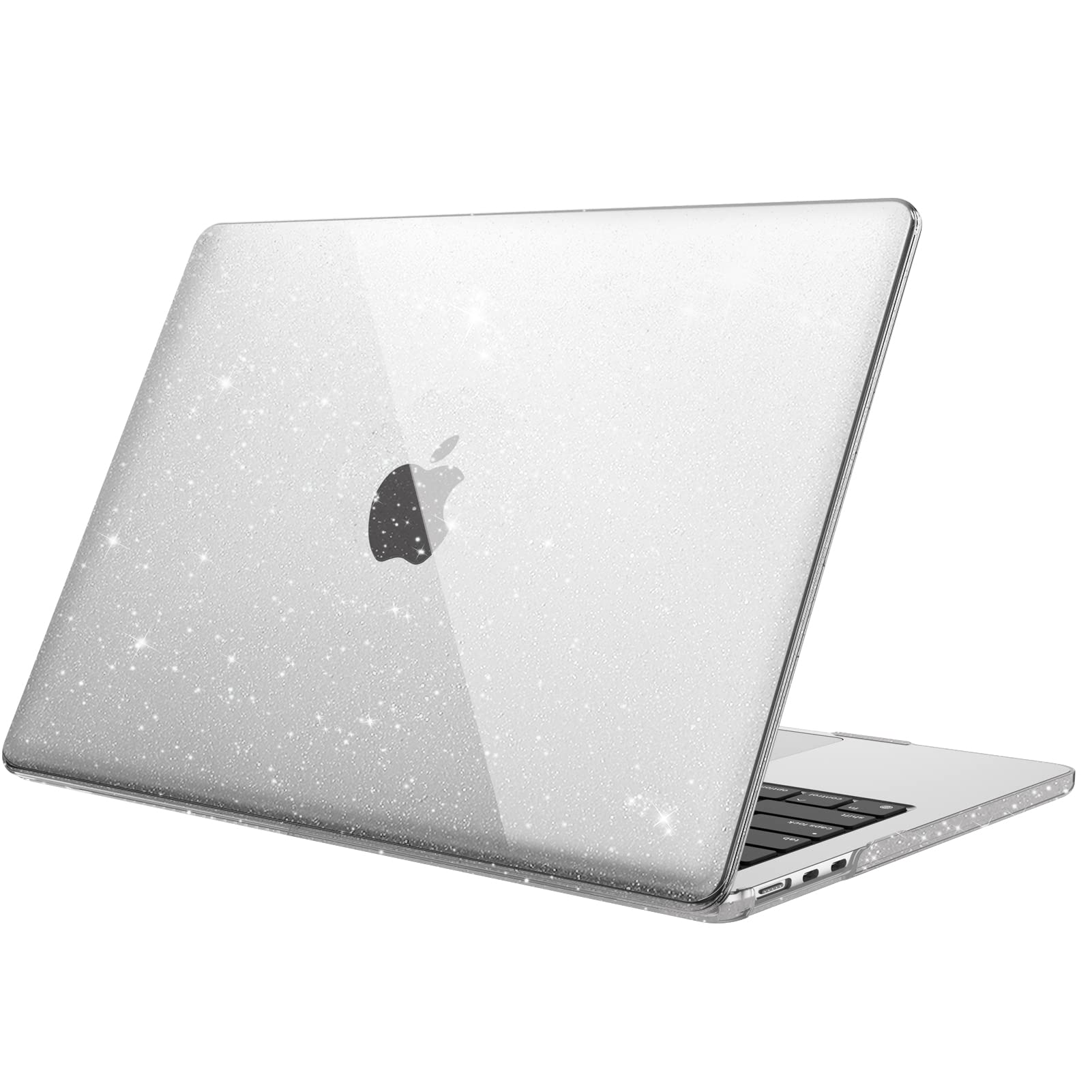 Fintie Protective Hard Shell Case for MacBook Air 13.6 Inch (2022-2025 Models A3240/A3113/A2681) - Snap On Cover Compatible with M2/M3/M4 Chip - Glittering Clear - Perfect for Work, Travel & School Protection