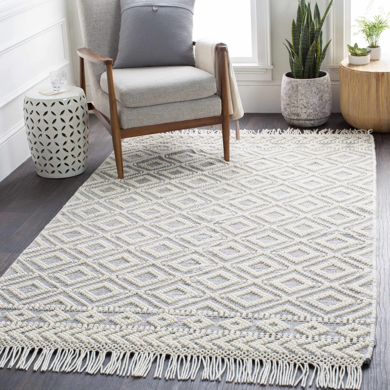 Mark&Day 9x12 Limoges Cottage Medium Gray Area Rug – Soft & Durable Grey Black White Carpet for Living Room, Bedroom, Kitchen – Perfect for Home Decor & Cozy Spaces (9' x 12')