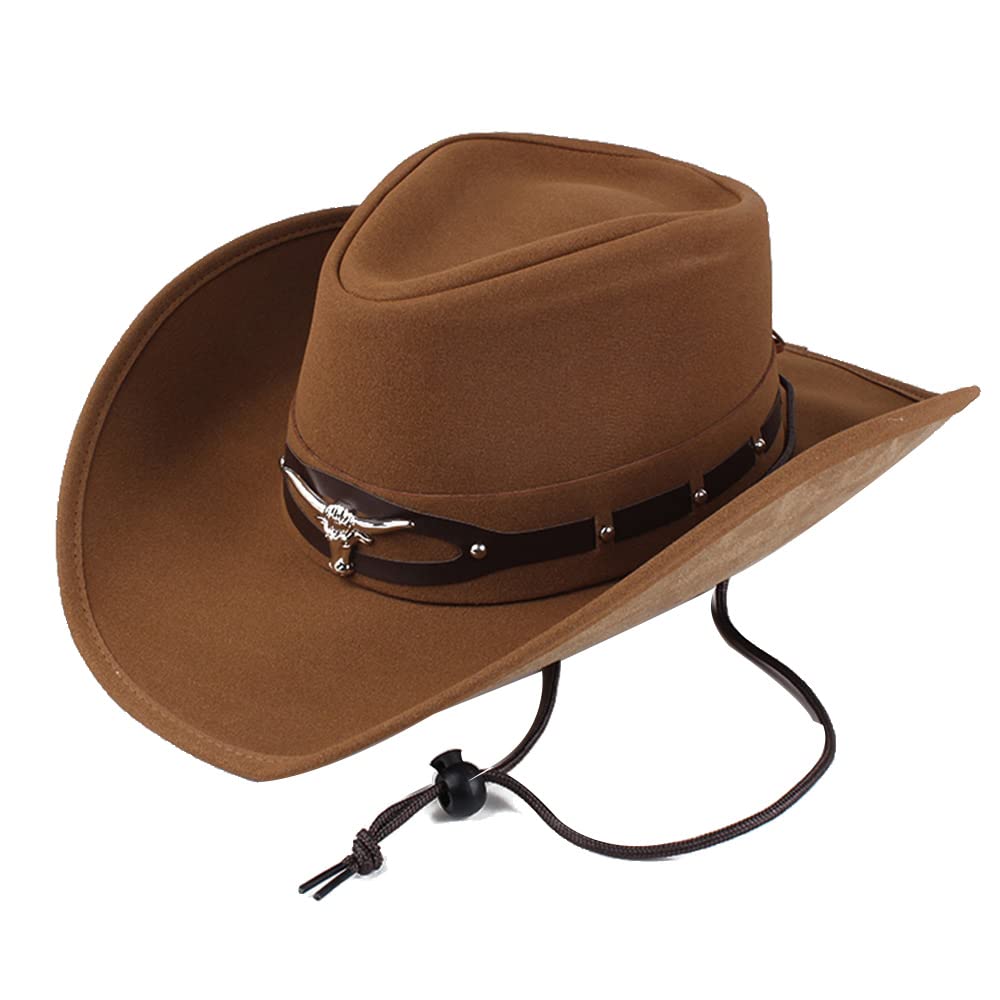 FFYUEEE Men's Western Cowboy Hat - Summer Wide Brim Sun Hat for Riding & Outdoor Fishing | UV Protection Cowboy Hat for Ranch Work, Rodeo, Country Music Festivals