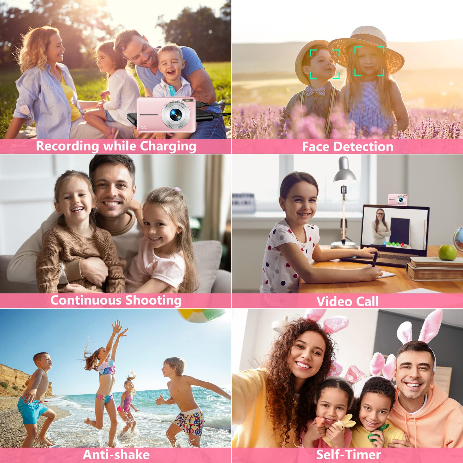 **Best Digital Camera for Kids & Teens - 44MP FHD 1080P Vlogging Camera with 32GB Card, 16X Zoom, LCD Screen, Compact & Rechargeable - Perfect Gift for Students, Girls, Boys (Black, DC403Black) - Great for Travel, Parties & Everyday Photography**