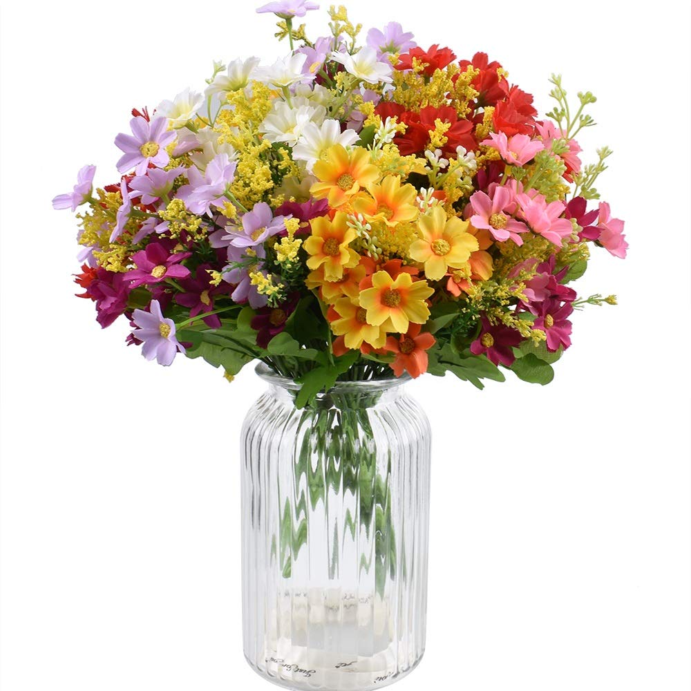 XONOR 10 Pack Artificial Silk Daisy Flowers Bouquets - Fake Daisy Plants for Home, Wedding & Party Decor - Assorted Color Spring Summer Floral Arrangements - Perfect for Indoor Decor, Table Centerpieces & Seasonal Displays