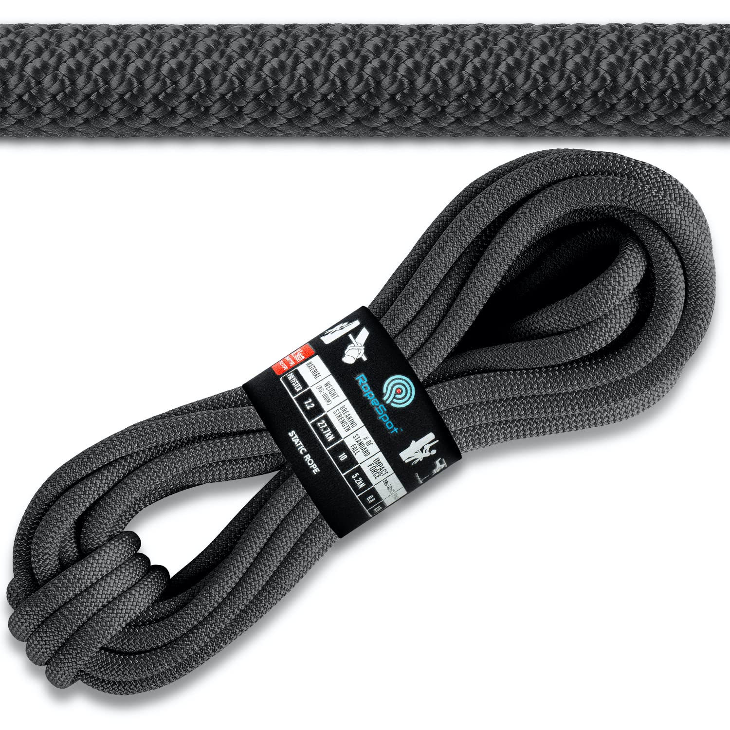 UIAA Certified 10.5mm Static Climbing Rope - High Strength Rock Climbing & Rescue Rope for Mountaineering, Rappelling & Outdoor Adventures