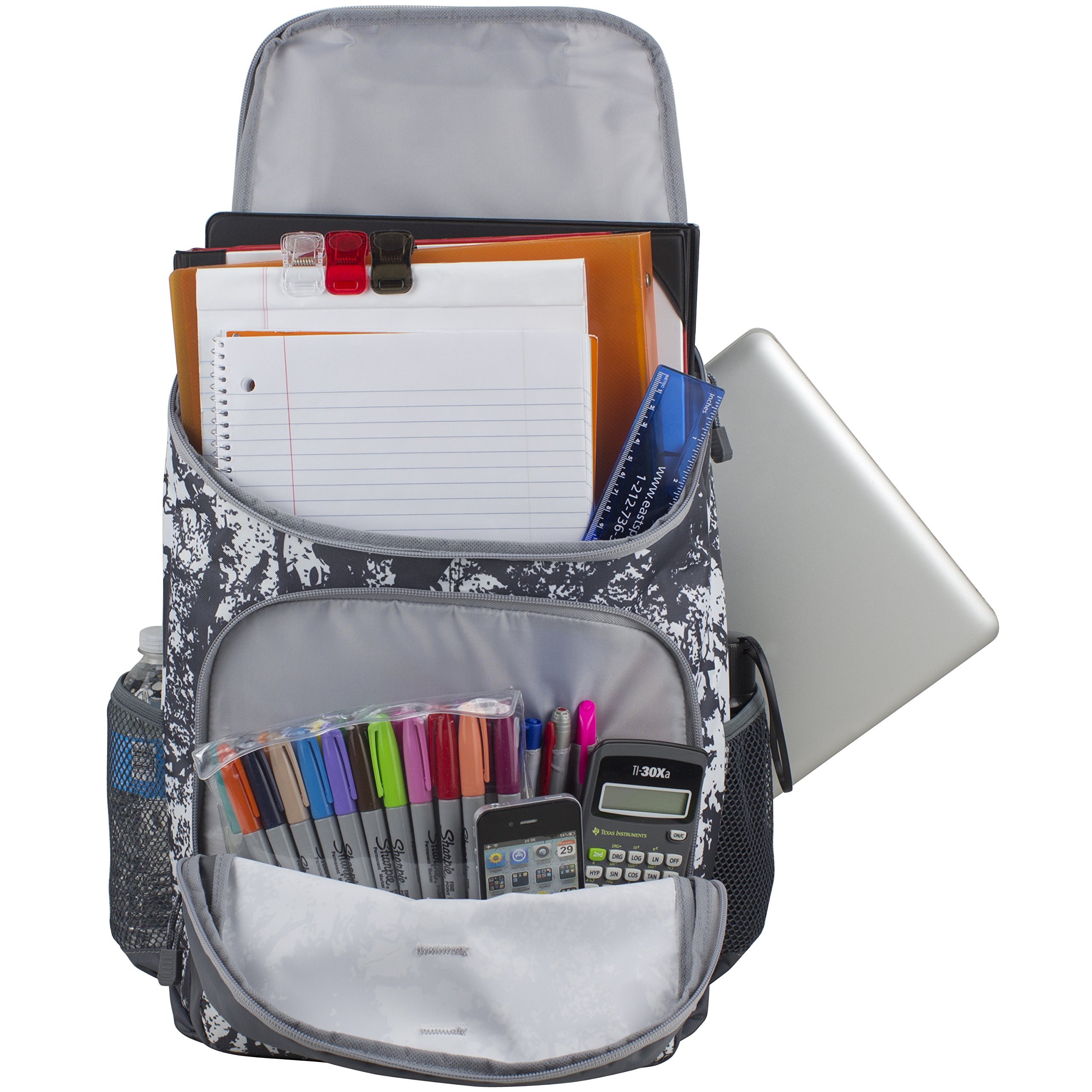 FUEL Wide Mouth Sports Backpack with Laptop Compartment - Waterproof Travel Backpack for Work, Gym, Hiking & Outdoor Adventures - Gray Flannel/Soft Silver - Perfect for Business Trips, College & Daily Commute