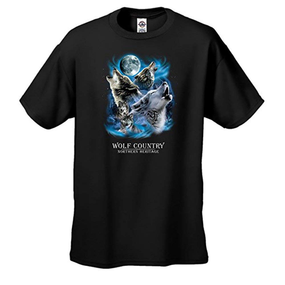 Wolf Country Howling at The Moon T-Shirt - Black Graphic Tee for Men & Women | Casual Wear, Outdoor Adventures & Nature Lovers