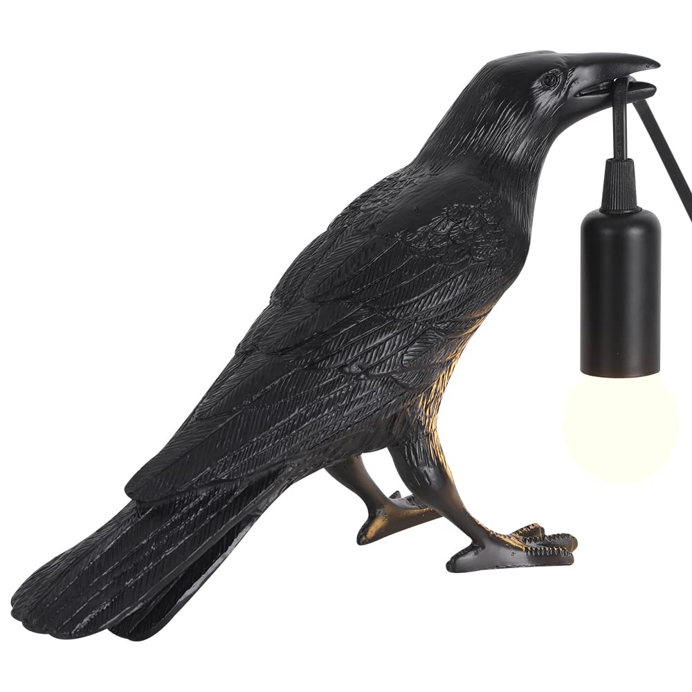 Raven Lamp - Adjustable Brightness Crow Light with Bulb, Gothic Bird Night Light for Bedroom, Living Room & Office Decor | Perfect for Halloween, Gothic Home Decor & Cozy Reading Ambience