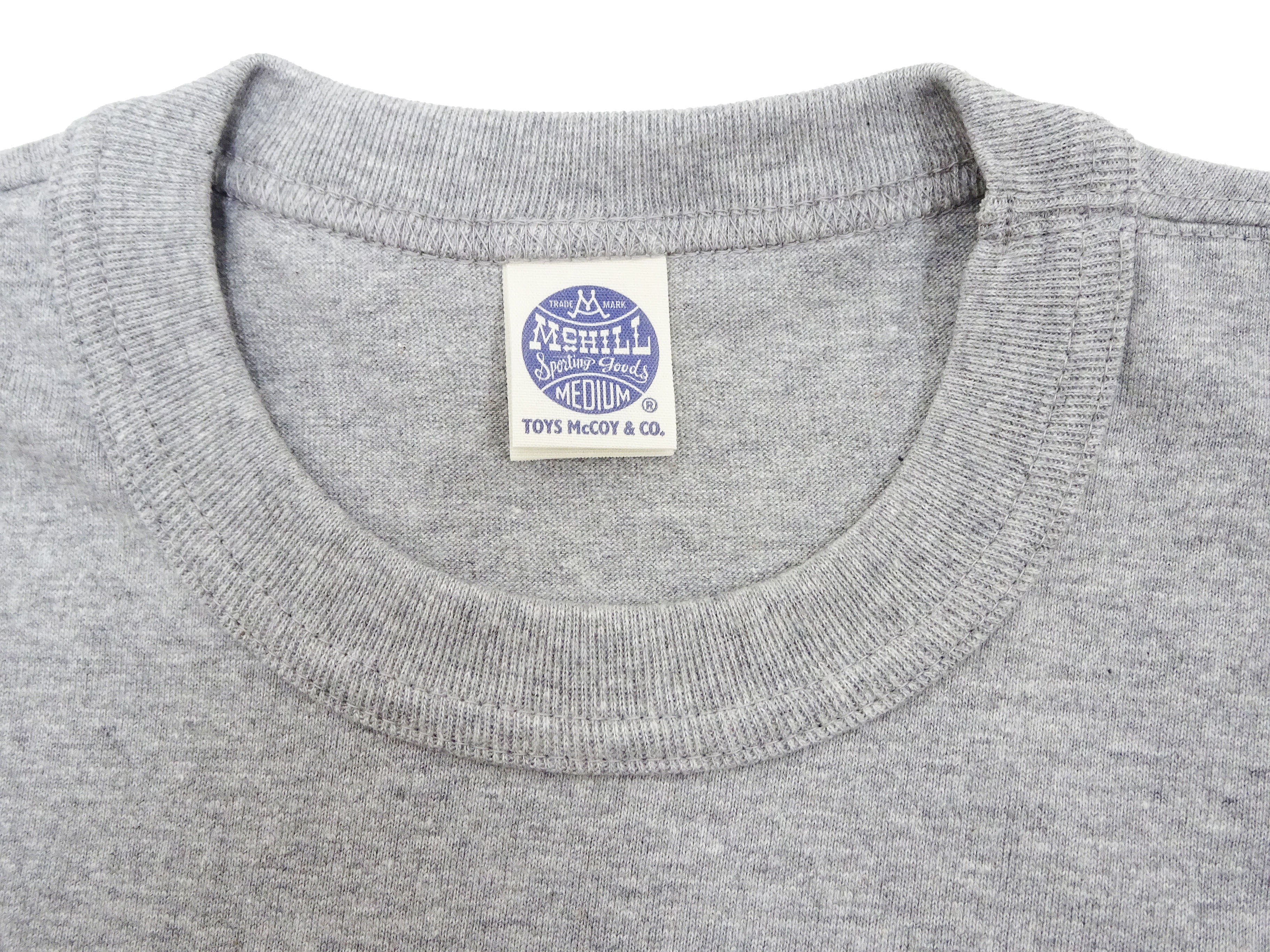 TOYS McCOY Men's Steve McQueen Plain Pocket T-Shirt | Short Sleeve Loopwheeled Tee TMC2410 | Ash Gray | Vintage Style Casual Wear for Everyday Outfits