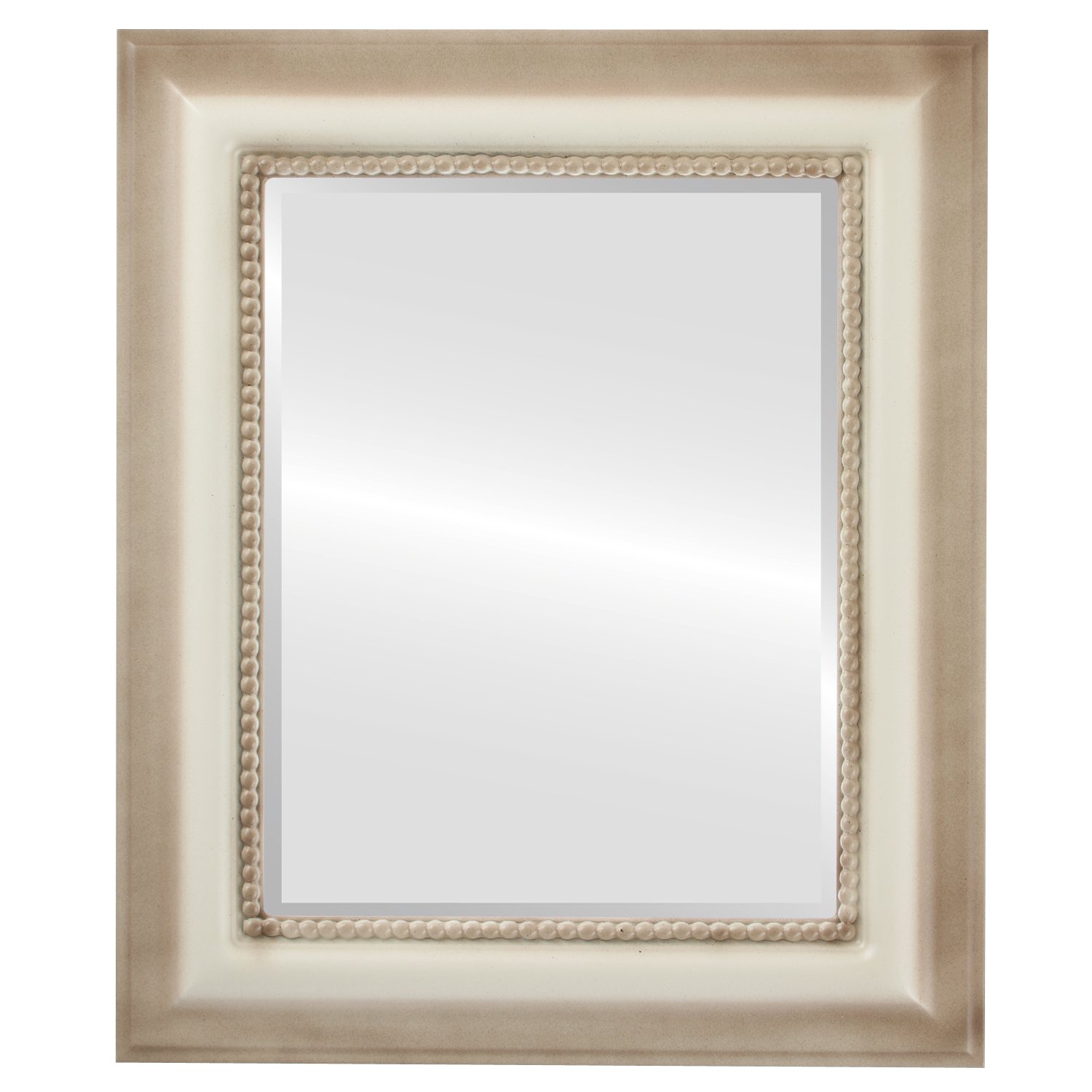 Heritage Style Rectangle Beveled Wall Mirror - 25x29 Inches Taupe Framed Bathroom & Living Room Decor - Elegant Home Accent for Entryway, Bedroom, and Vanity