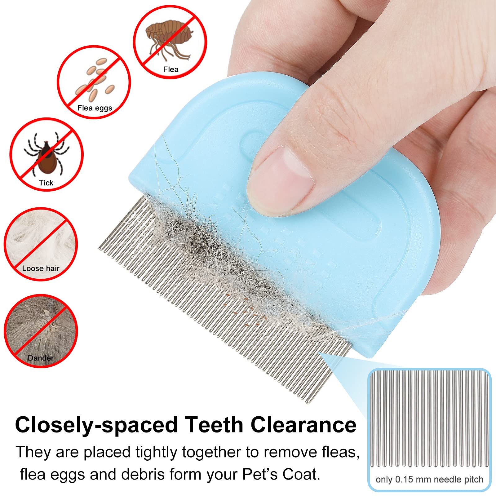Laiannwell Cat Comb - Pet Grooming Brush for Hair Removal & Massage, Detangles Matted Fur for Cats, Dogs & Rabbits | Perfect for Long & Short Hair | Home Grooming & Professional Use