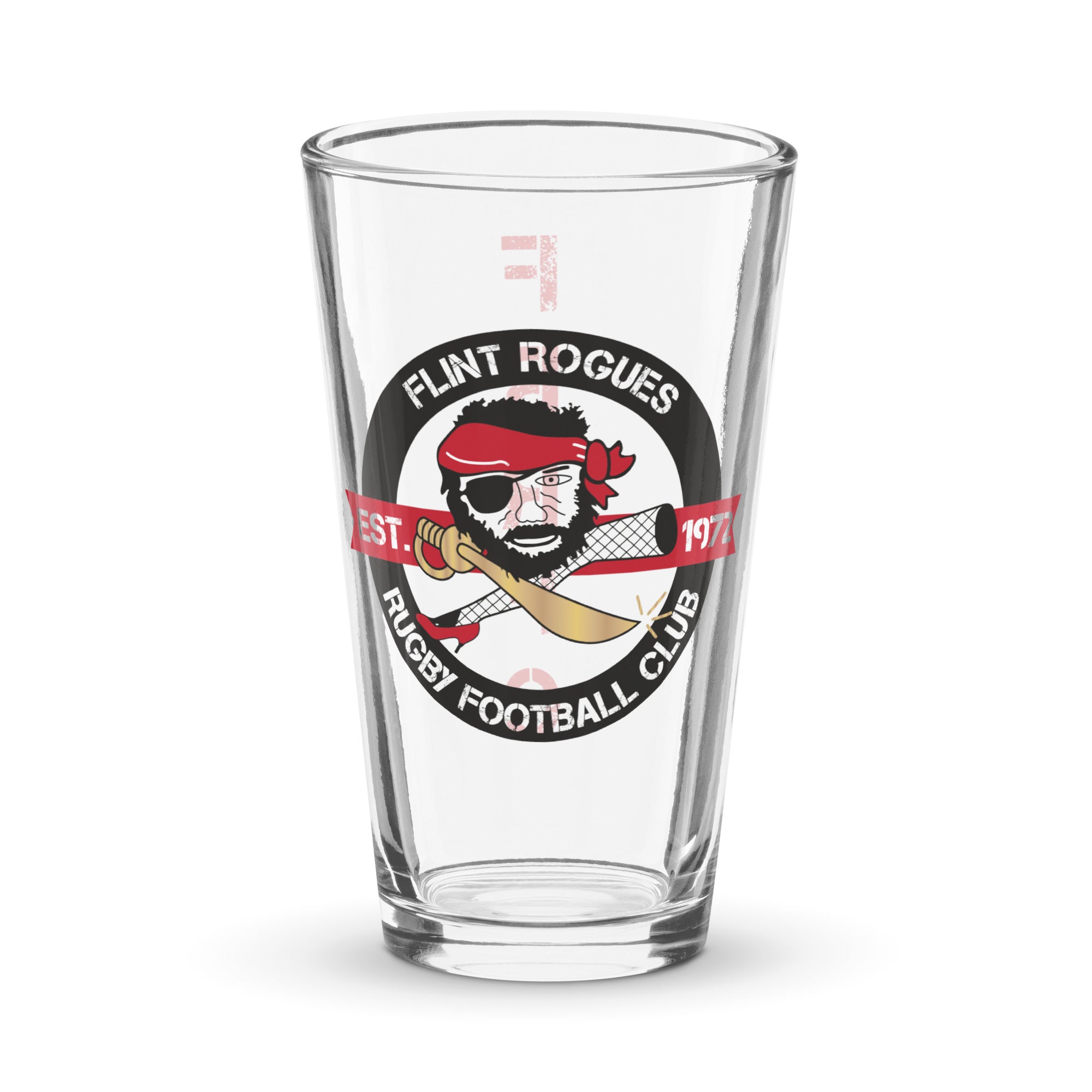 Flint Rogues RFC Pint Glass - 16oz Beer Glass with Team Logo, Perfect for Home Bars, Pubs, and Sports Events - Durable, Dishwasher Safe Drinking Glass for Beer, Ale, and Cocktails
