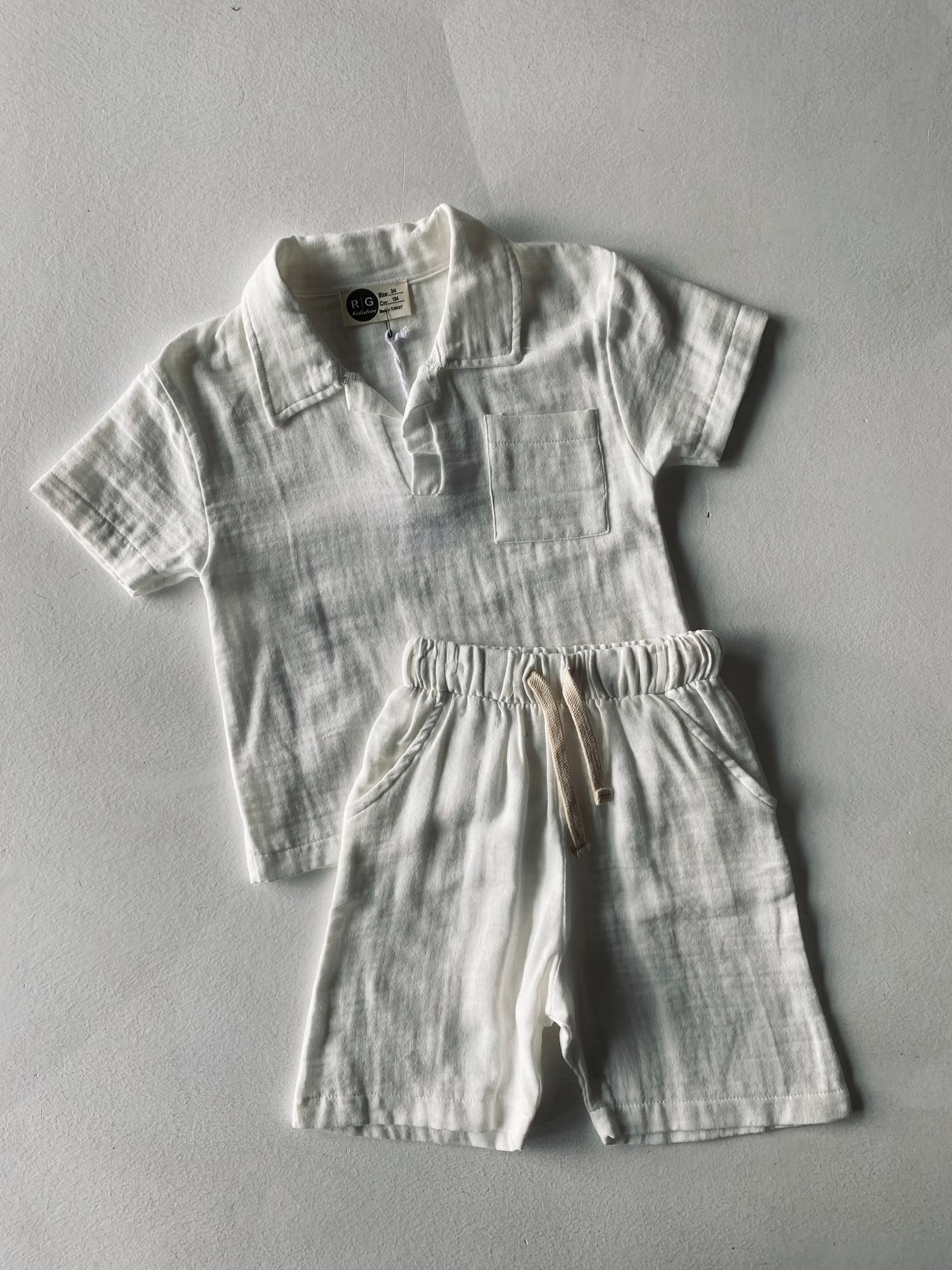 Baby Muslin T-Shirt and Shorts Set - Soft & Breathable Cotton Outfit for Newborns & Toddlers - Perfect for Playtime, Daycare & Summer Adventures